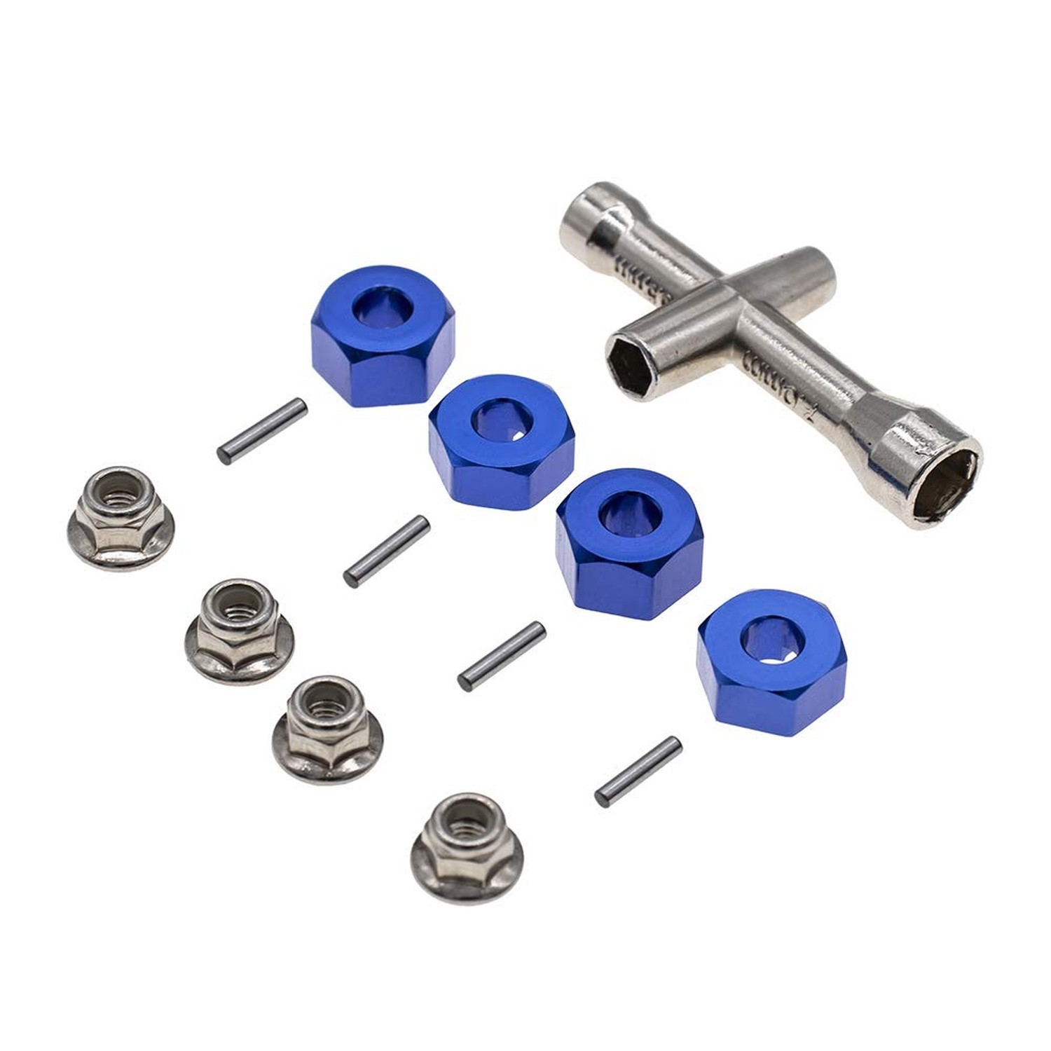 4Pcs Aluminum 12mm hex hubs Wheel adapters & M4 Flanged Lock Nuts for Traxxas...