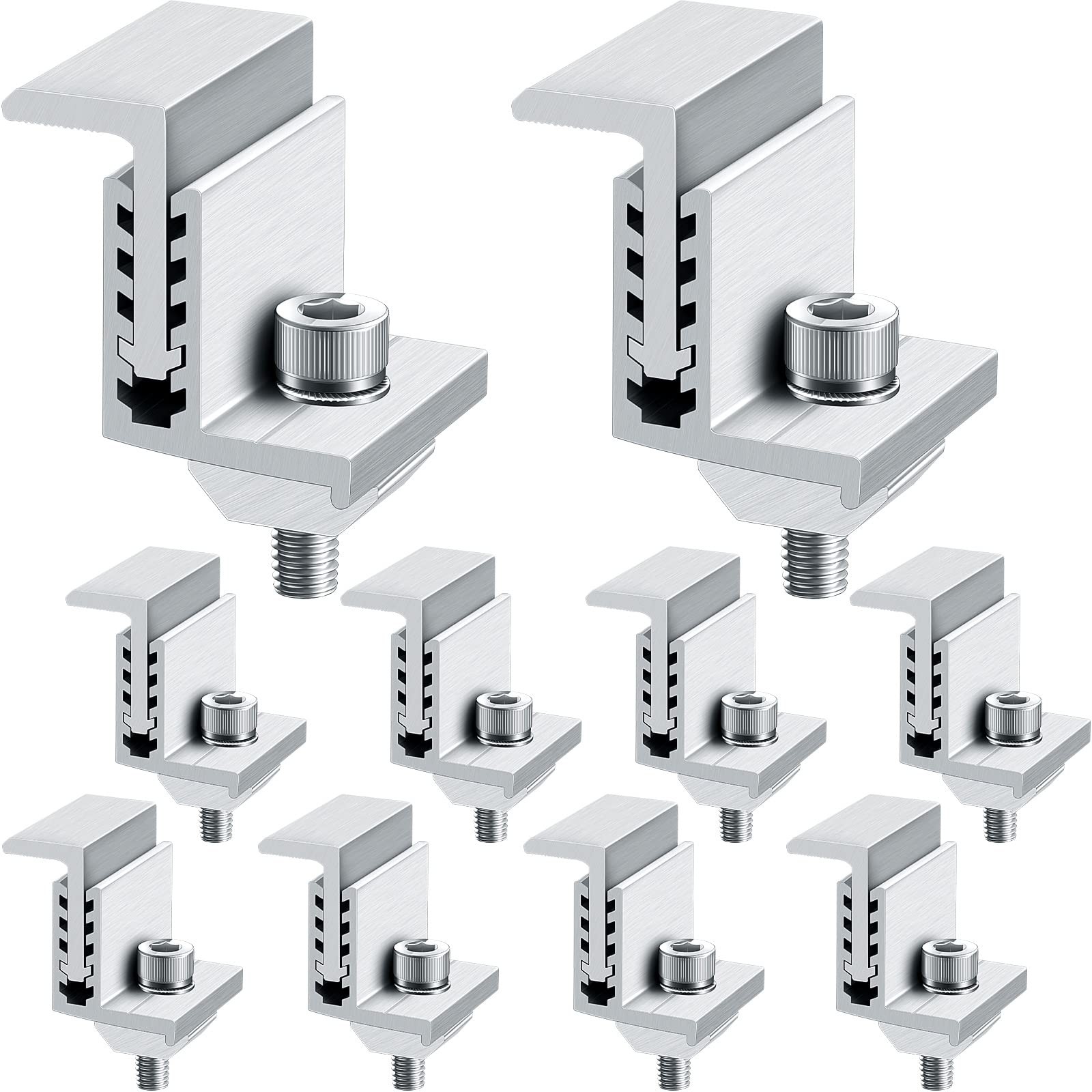 Zhengmy 10 Solar Panel End Clamp Mounting Z Bracket Mid Clamps Aluminum Rail...