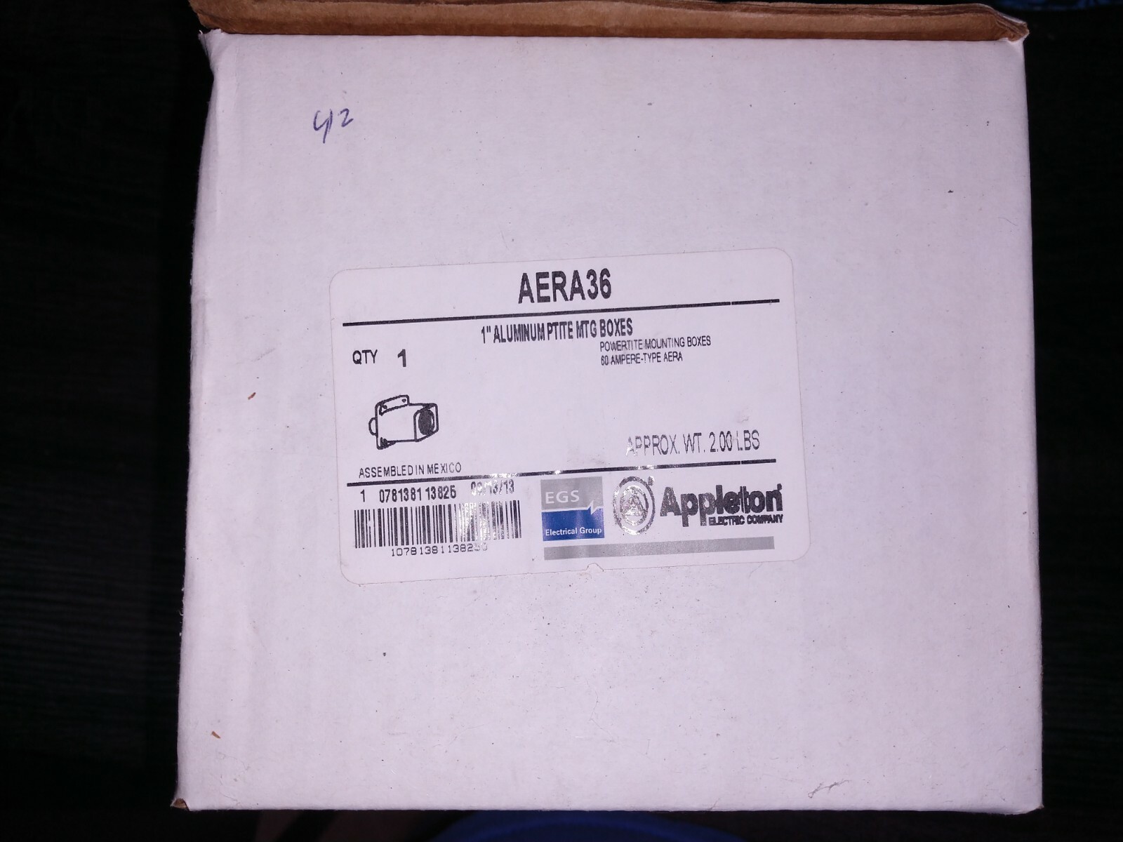 Appleton AERA36 1" Aluminum Powertite Mounting Box