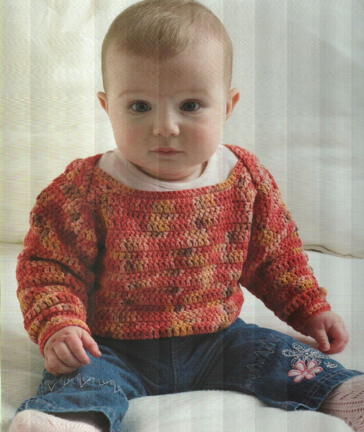 ENVELOPE NECK SWEATER 4 BABY SIZES CROCHET PATTERN INSTRUCTIONS