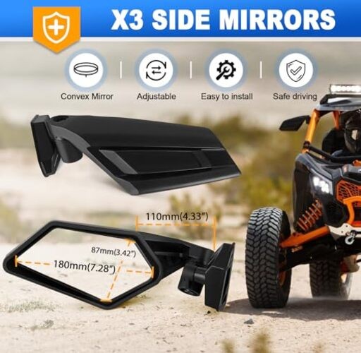 Maverick – 360° Adjustable Folding Rear View Mirrors with X3 Side Mirrors