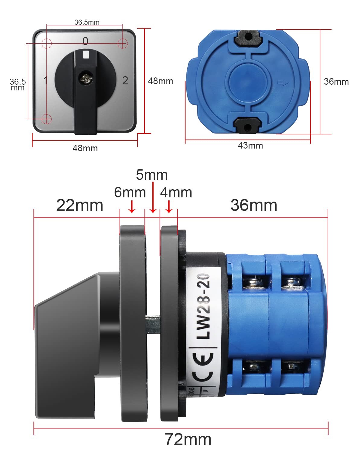 Changeover Selection Switchmultitransfer Switch Ac 550v 20a 3 Positions 8 Termin