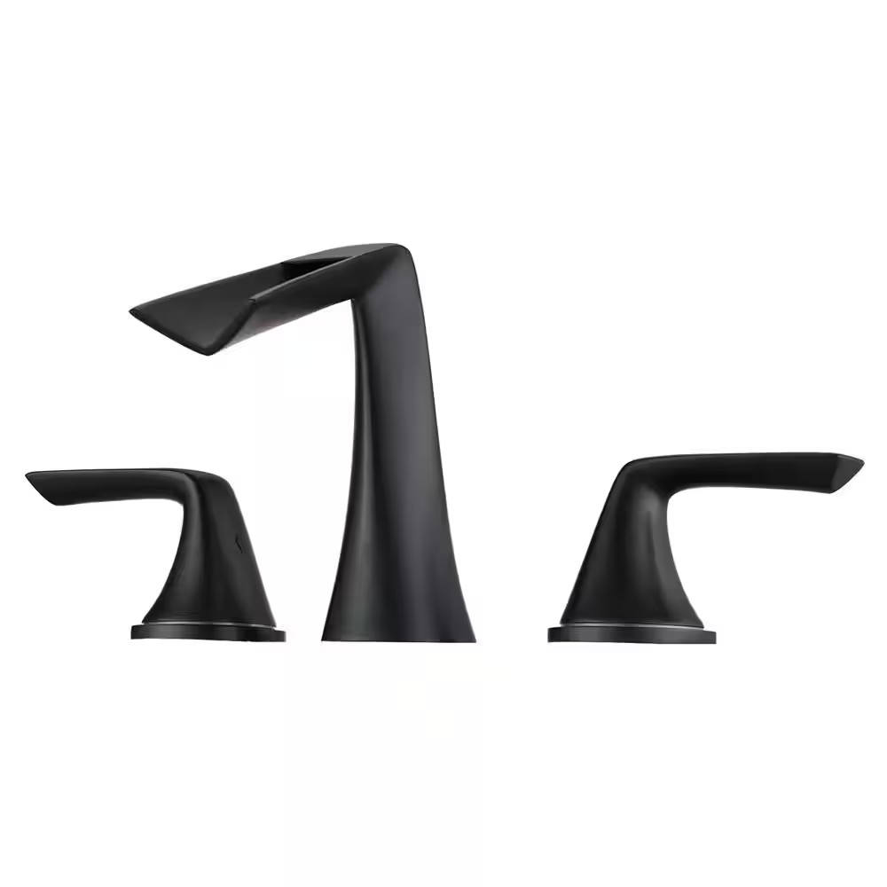 Double Handle Bathroom Faucet Black Bathroom Faucet 8 In. 3-Hole Water Supply Ho