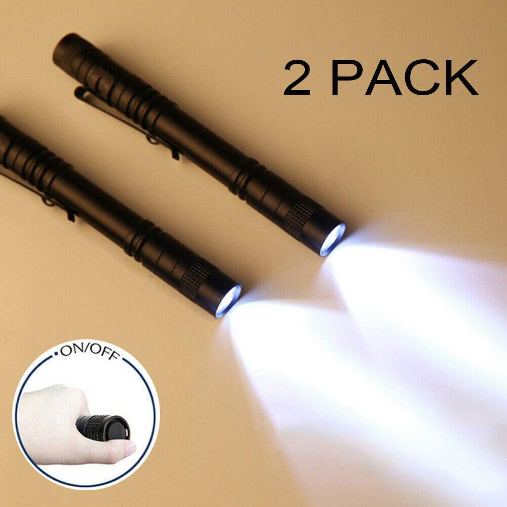 2PCS Mini Small Torch Super Bright LED Flashlight Penlight with Clip Pocket