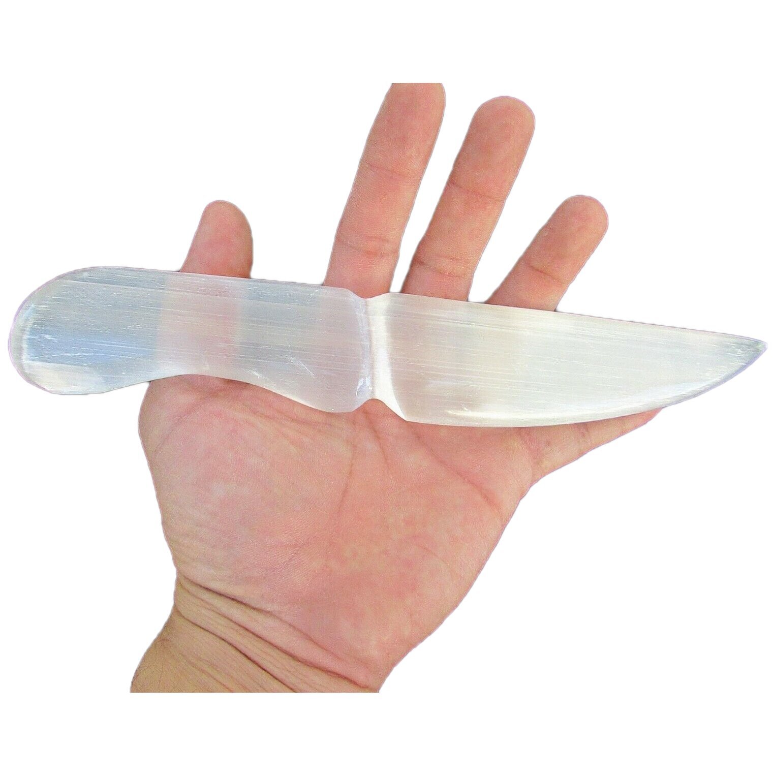 Selenite Sword White Crystal Knife Dagger Polished Carved Gemstone Blade 10 Inch