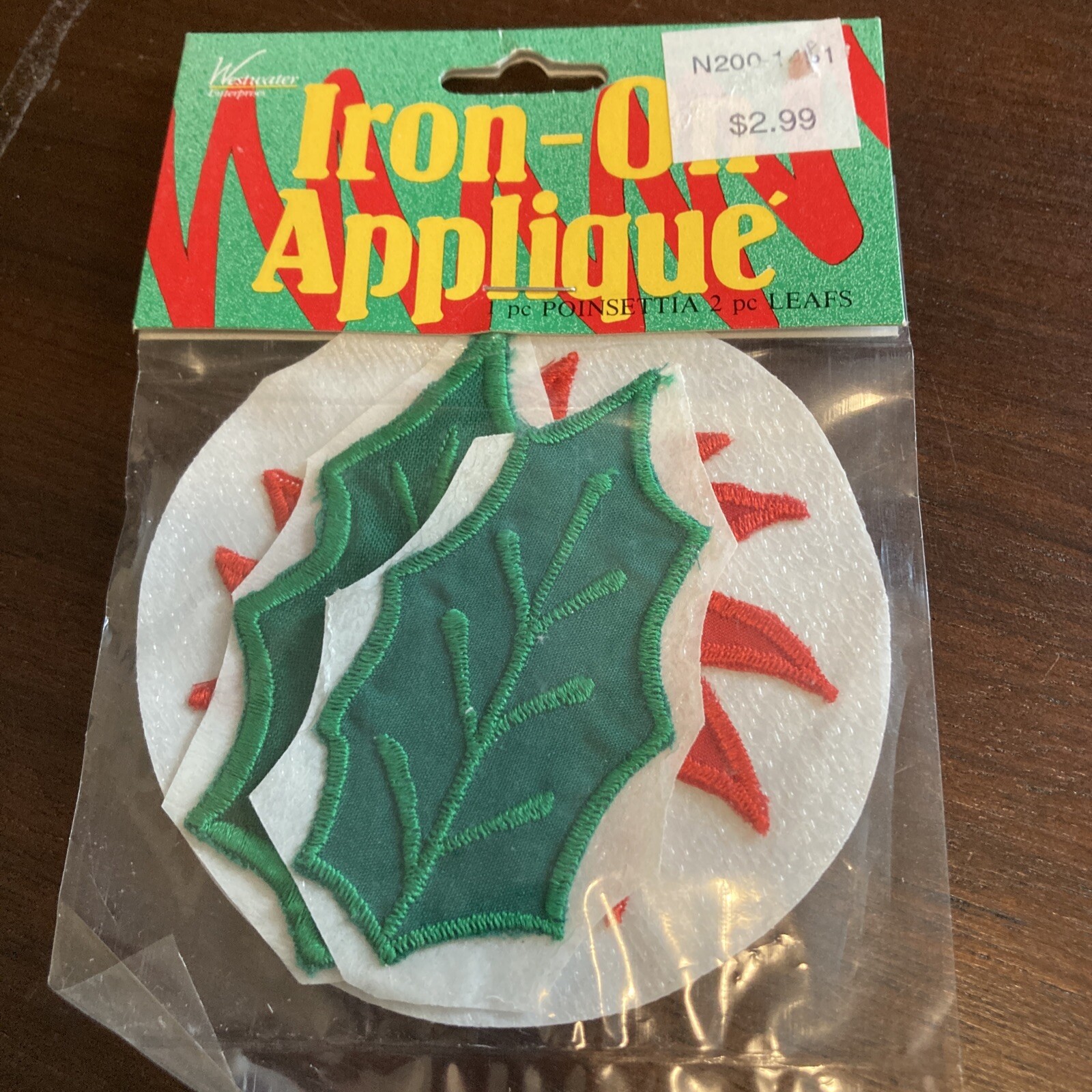 Vintage Christmas Pointsetta And Leafs Iron-On Appliques By Westwater Enterprise