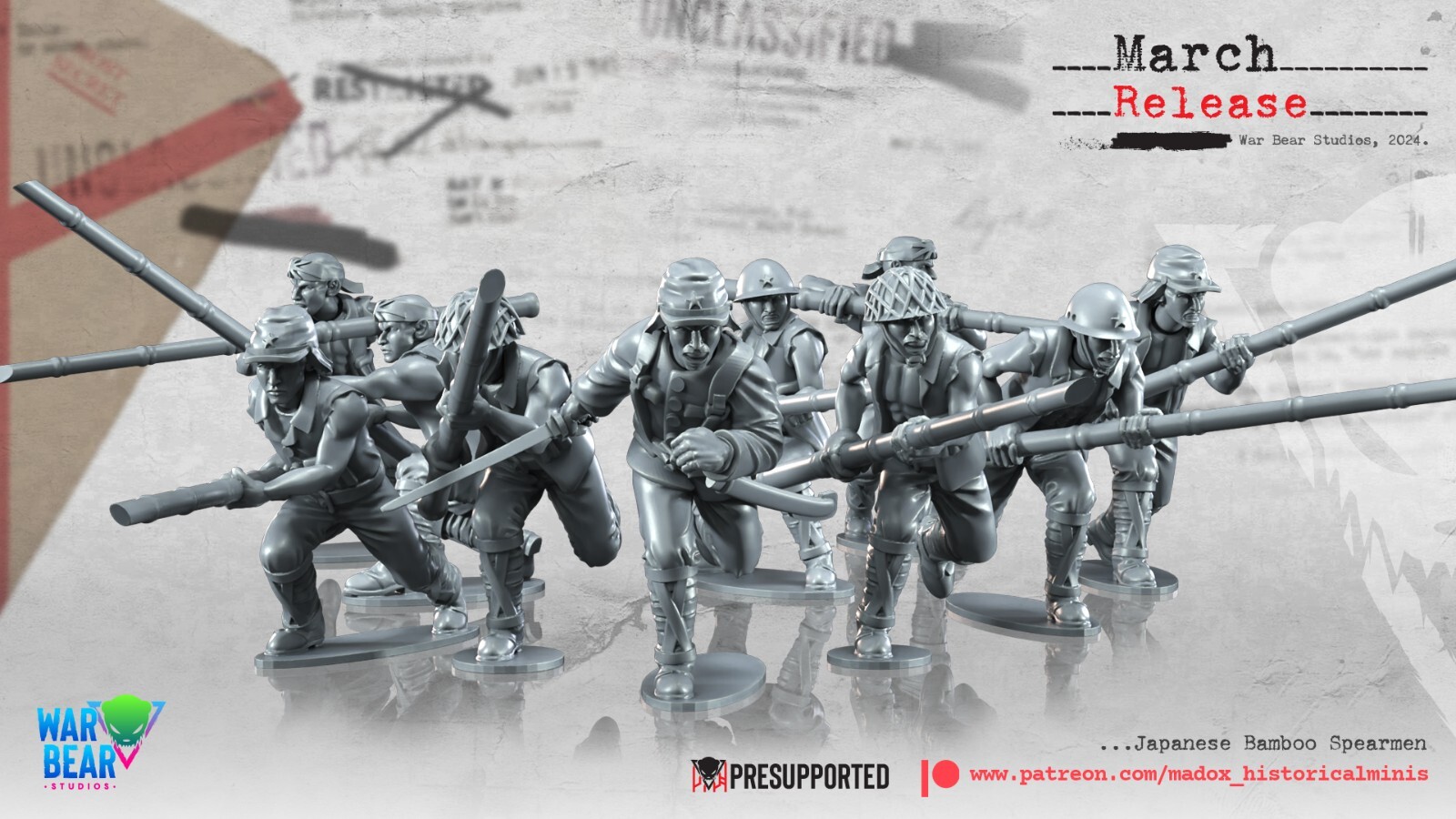BattleCat Miniatures WW2 Japanese Bamboo Spearmen Infantry Bolt Action 28mm 3D