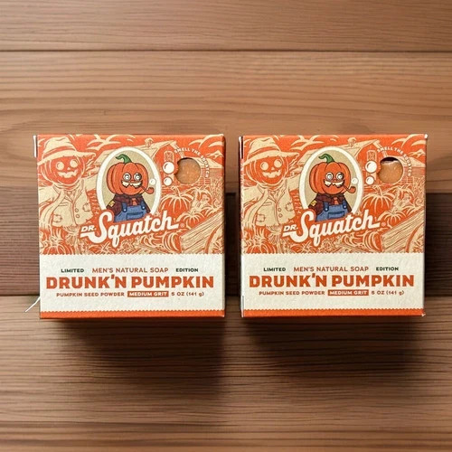 2 PACK Dr. Squatch Drunk’n Pumpkin Natural Soap Drunken Halloween