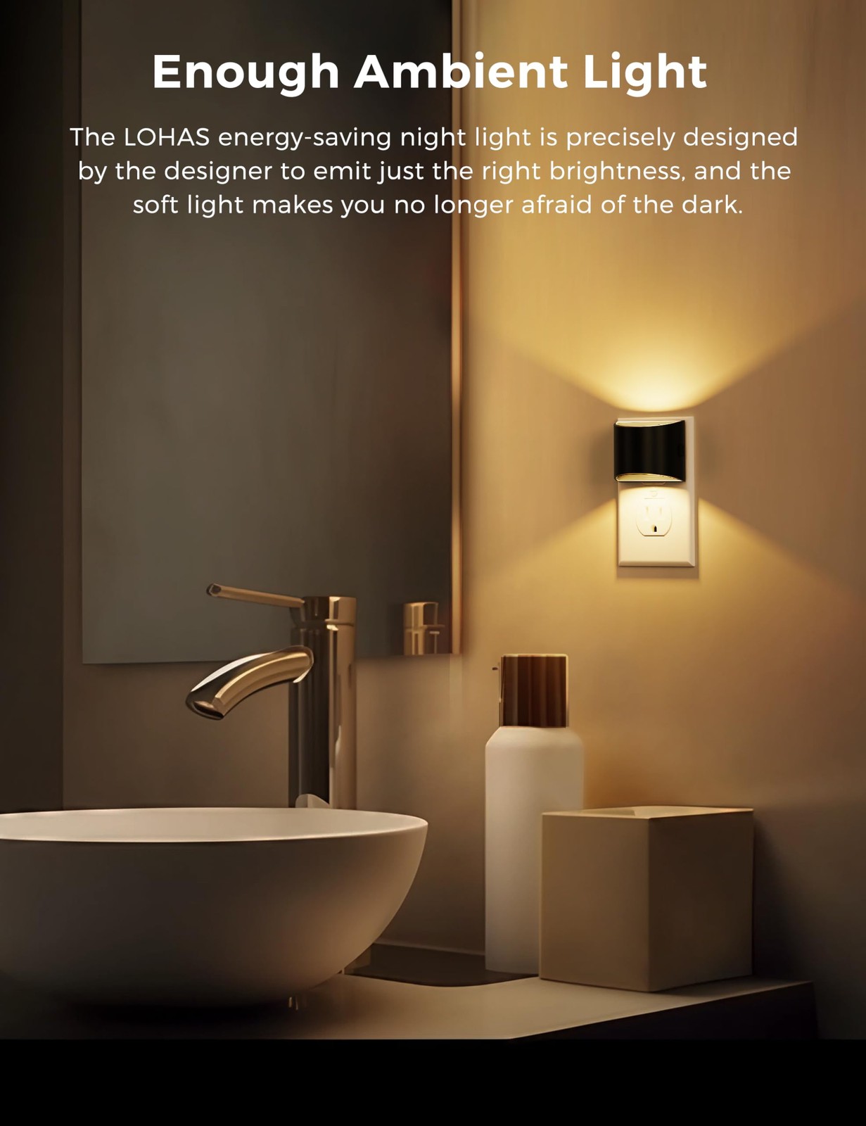 Night Lights Plug into Wall 2 Pack, Dusk to Dawn Sensor Nightlight, Brightnes...