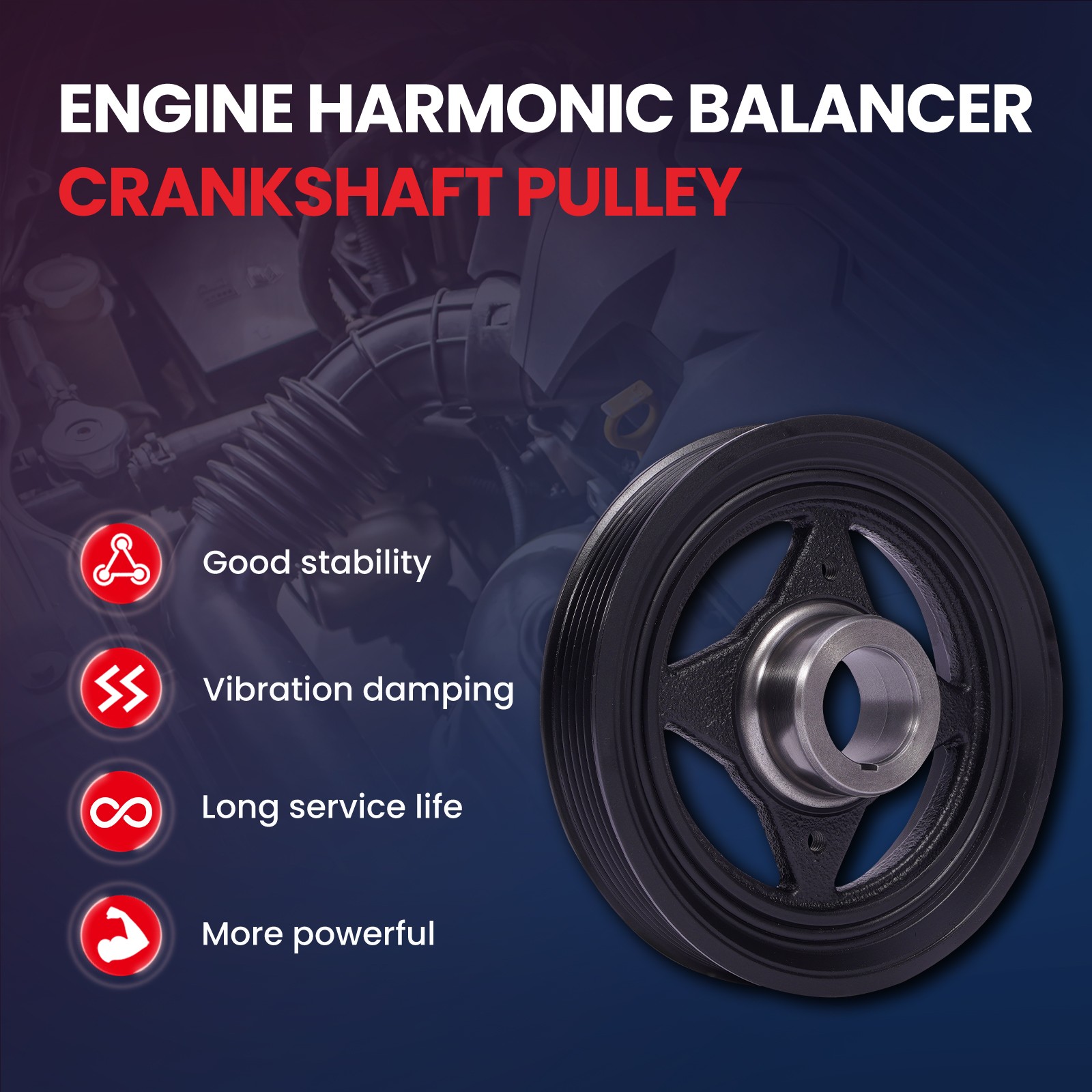 Engine Harmonic Balancer for Nissan Cube NV200 Sentra Tiida Versa Juke Rogue