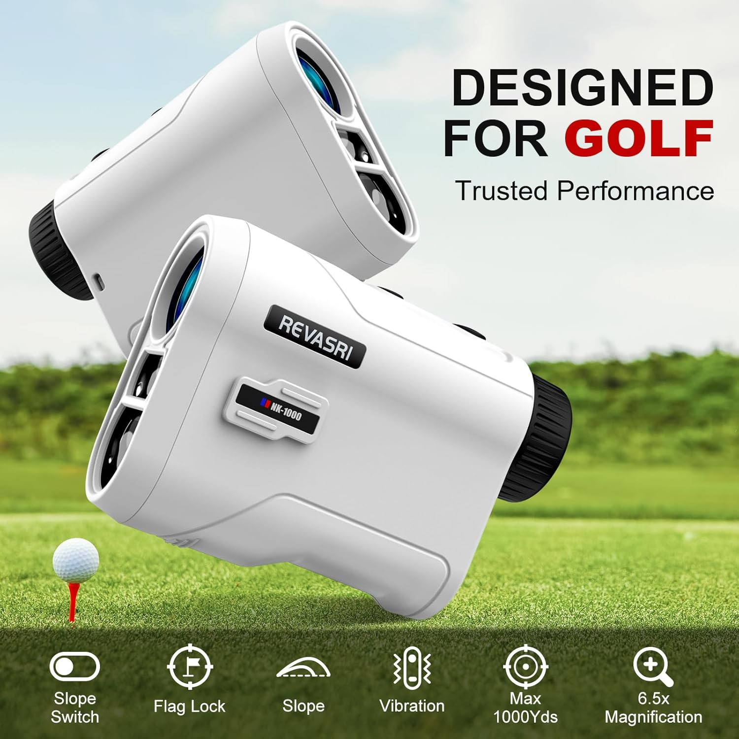 Golf Rangefinder with Slope and Pin Lock Vibration, External Slope Switch for Go