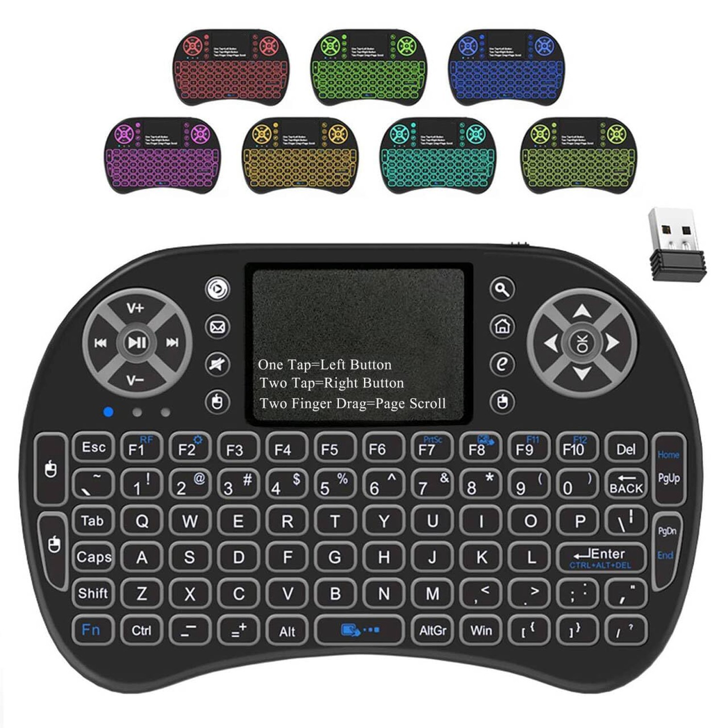 2.4GHz Backlit Mini Keyboard Touchpad Mouse, Mini Wireless Keyboard with Touc...