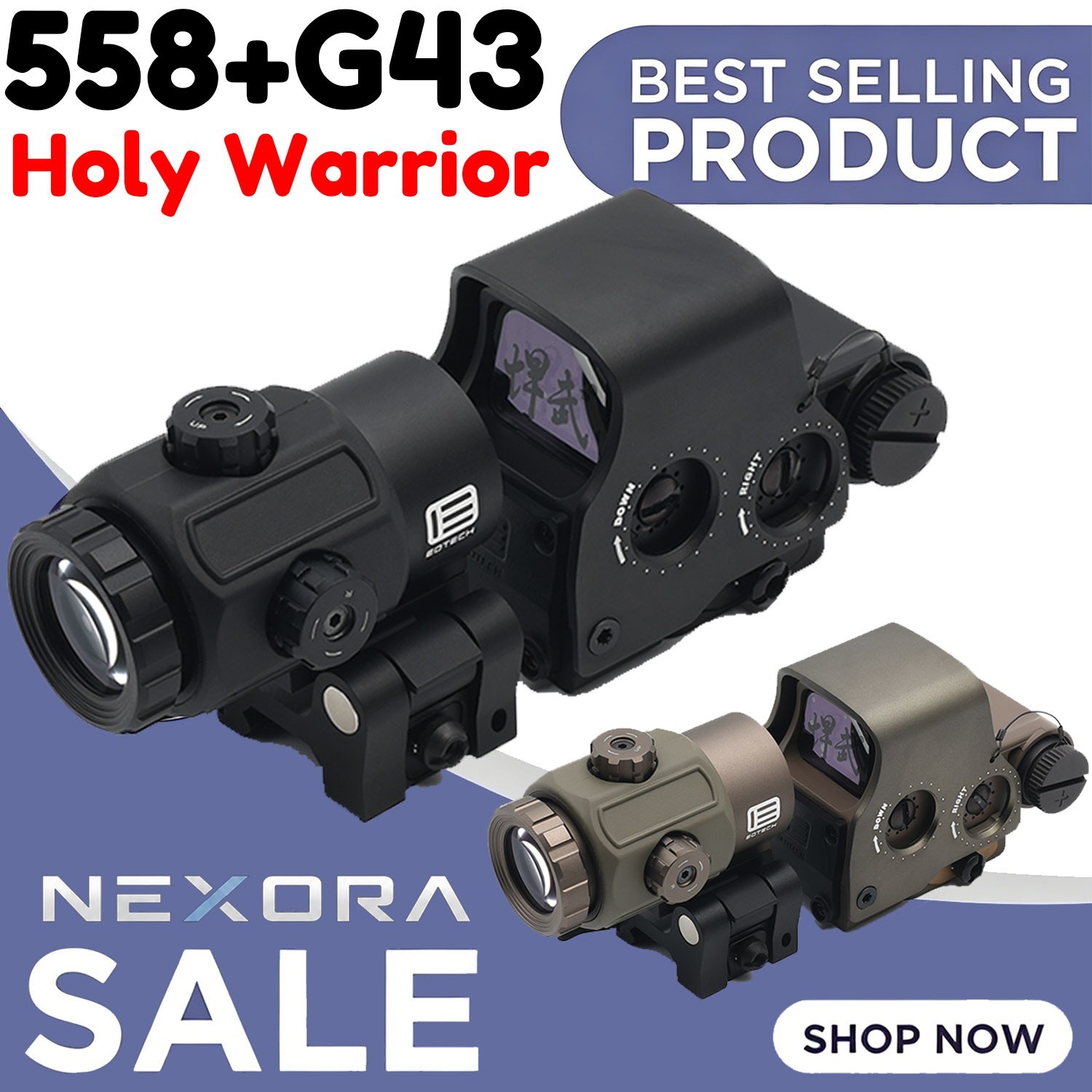 Holy Warrior 558+G43 Magnifier Side EXPS3-2 Holographic Red/Green Dot Sight