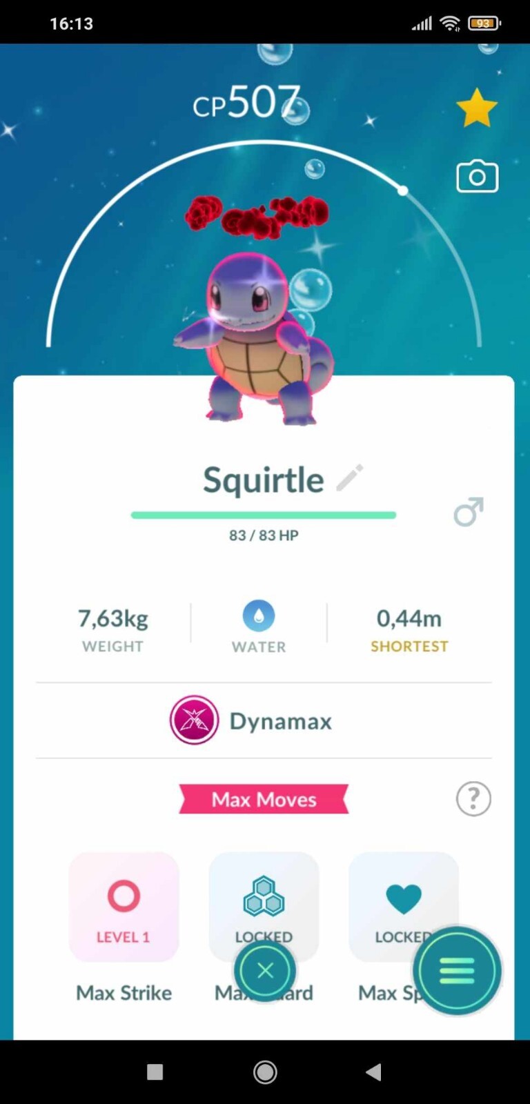 Pokemon Shiny Dynamax Squirtle (Tr.a.d.e 20k stardust or P.T.C 80k stardust)