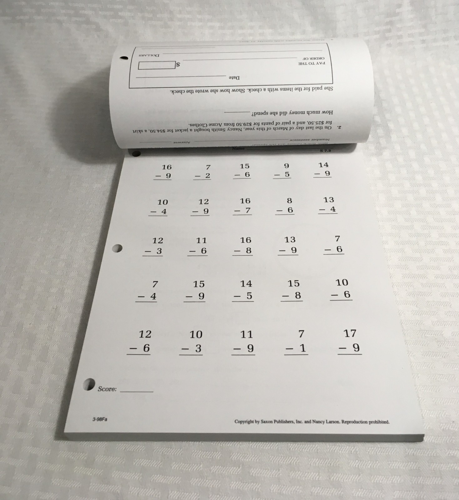 SAXON MATH 3 / STUDENT WORKBOOK PART 2 (TWO) / NEW