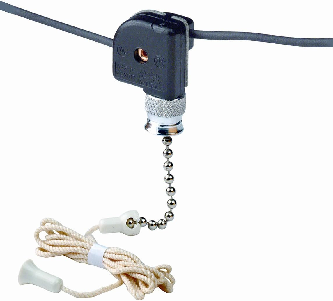 Pull Chain Switch Single Pole On-Off; 1A-125V T 3A-125V 1A-250V; with