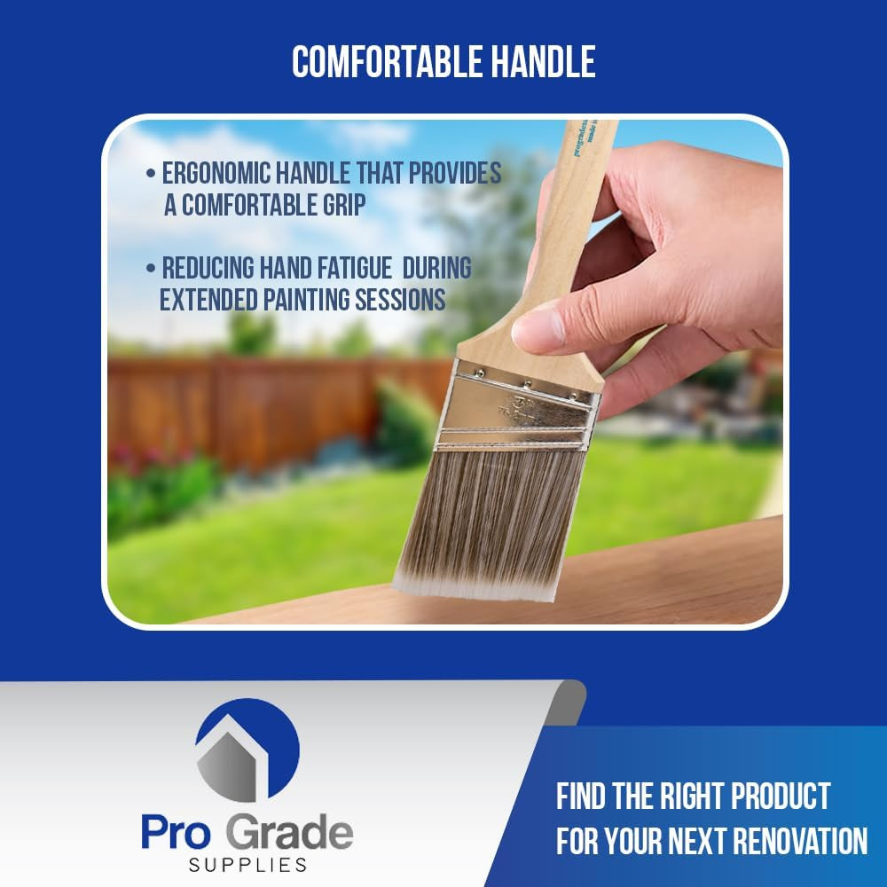 12 Pack 3" Angle Paint Brushes for Walls, Trim, & Detail Work