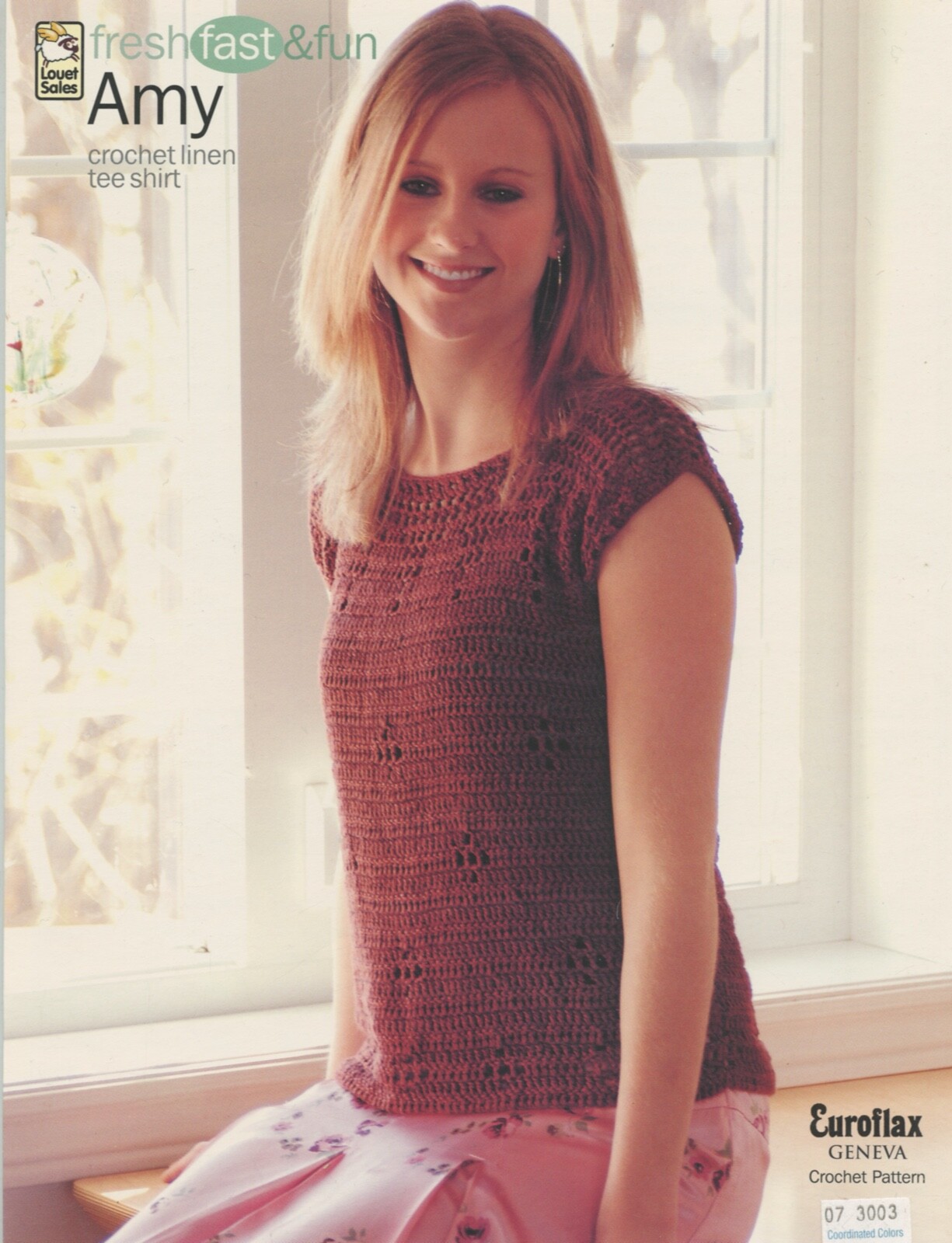 Louet Crochet Pattern - Amy - Easy Linen Tee Shirt - Women