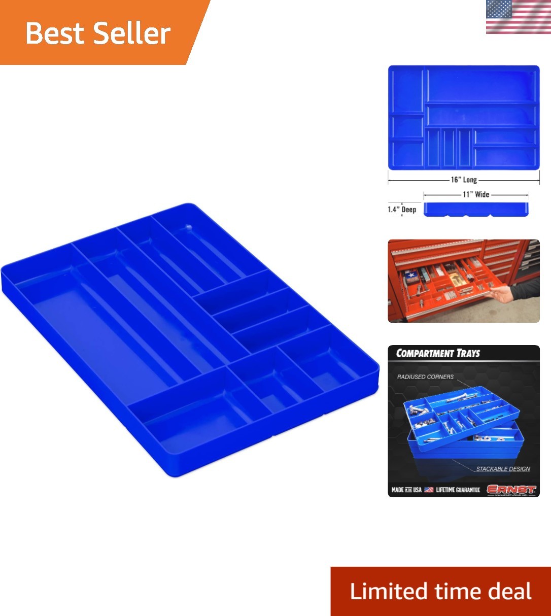 Versatile 10-Compartment Drawer Organizer for Efficient Garage Tool Management
