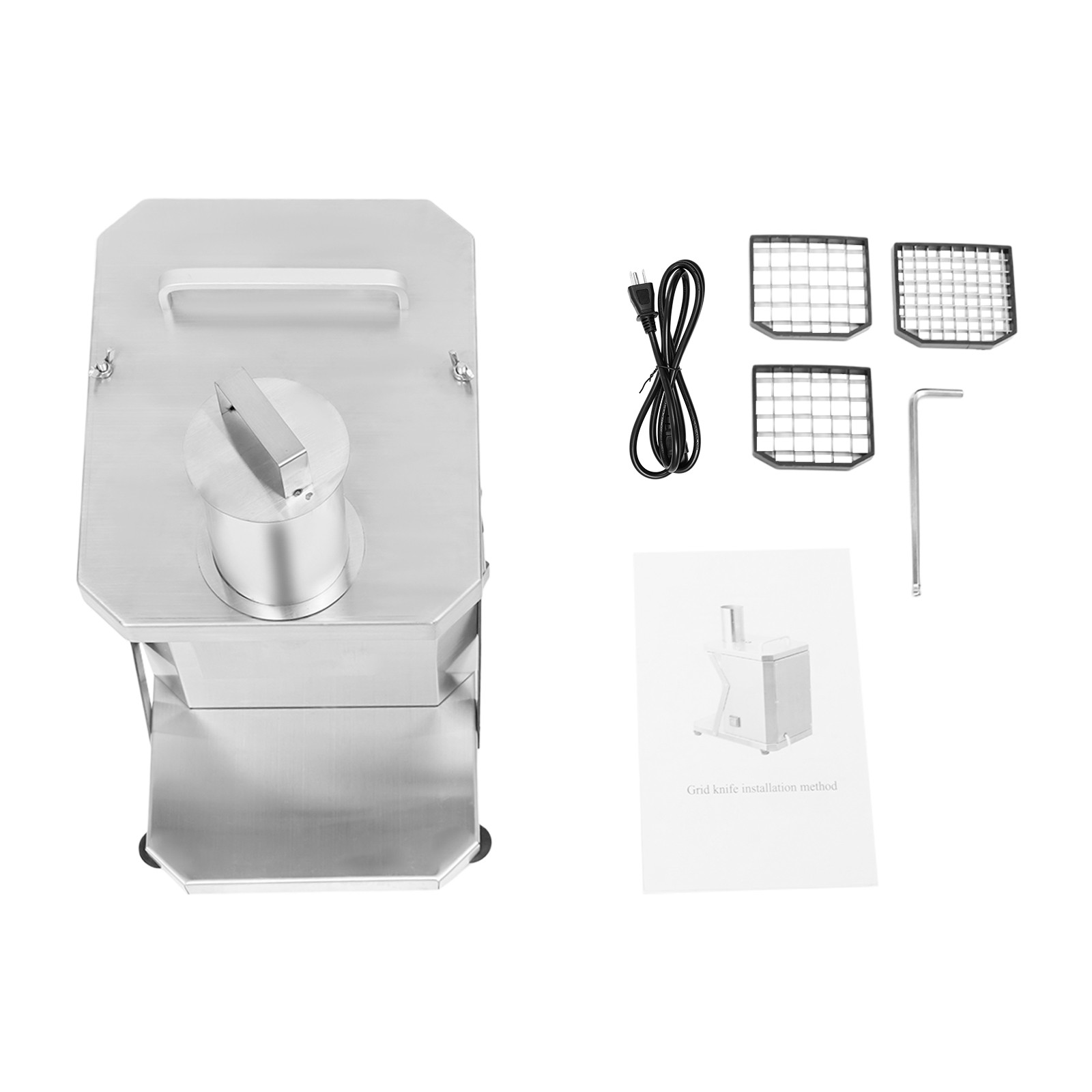 100W Automatic Dicing Machine Fruit & Vegetable Dicer w/ 3 Dicing Grid Knives