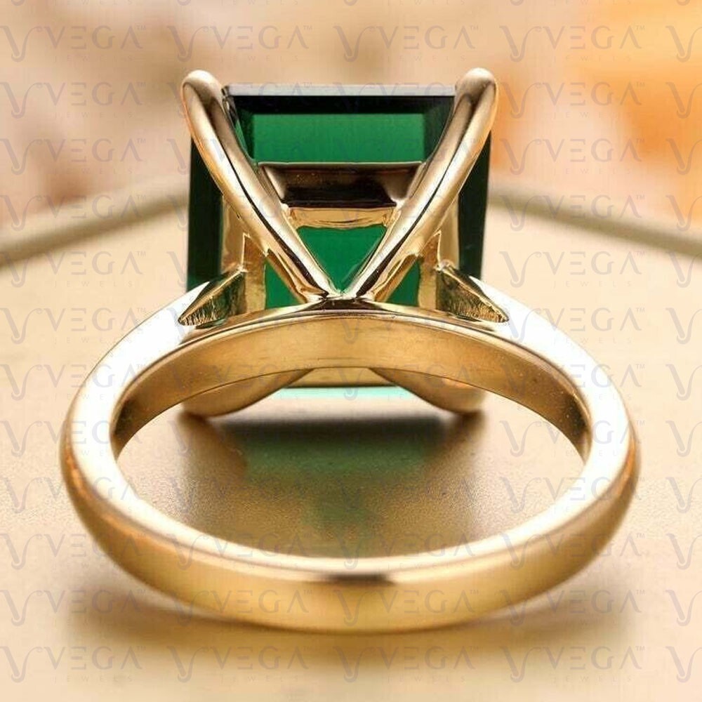 6.00Ct Emerald Natural Emerald & Diamond 100% 14k SOLID Yellow Gold Wedding Ring