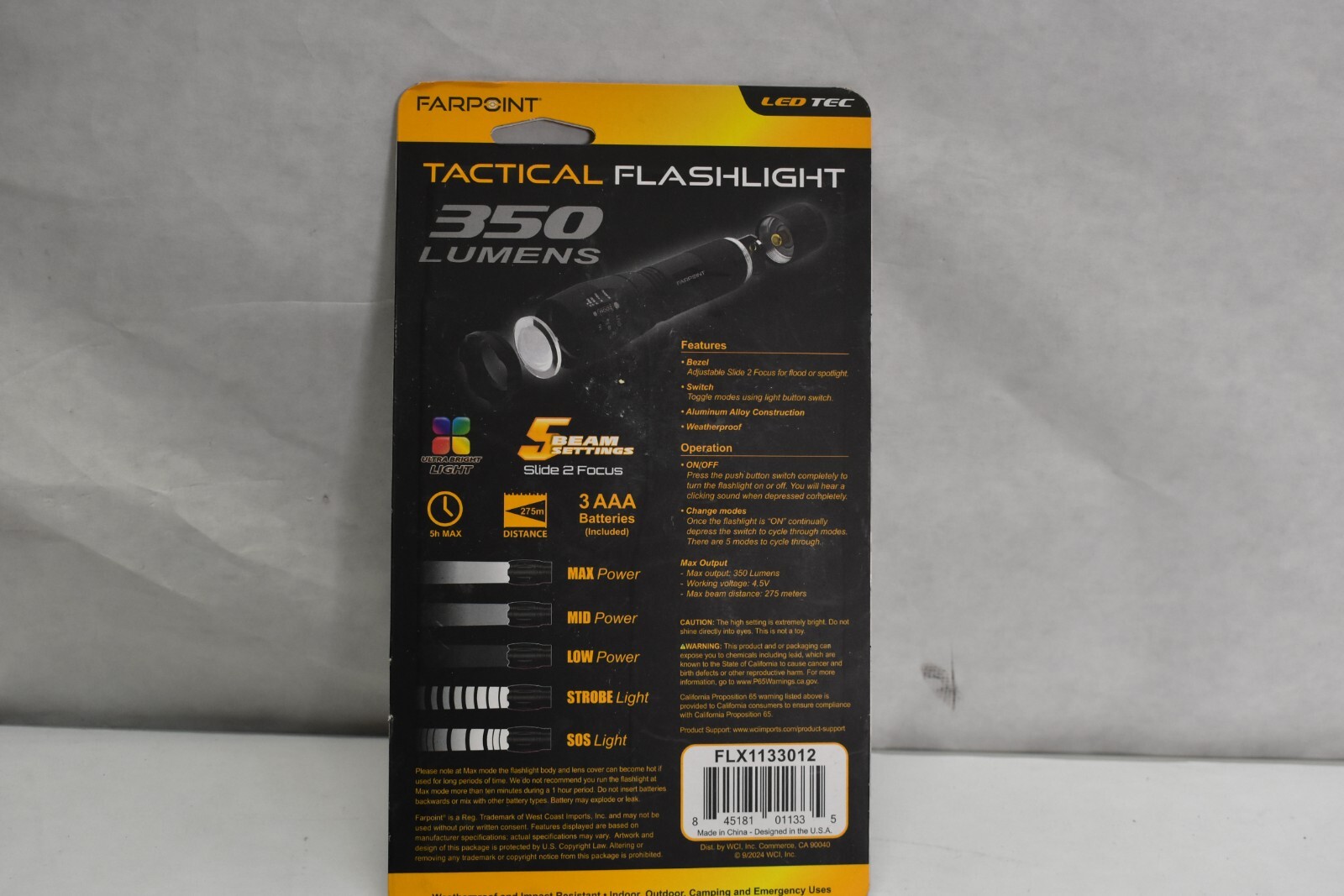 Farpoint Tactical Flashlight 350 Lumens LED Tec Long Distance Bright Flashlight