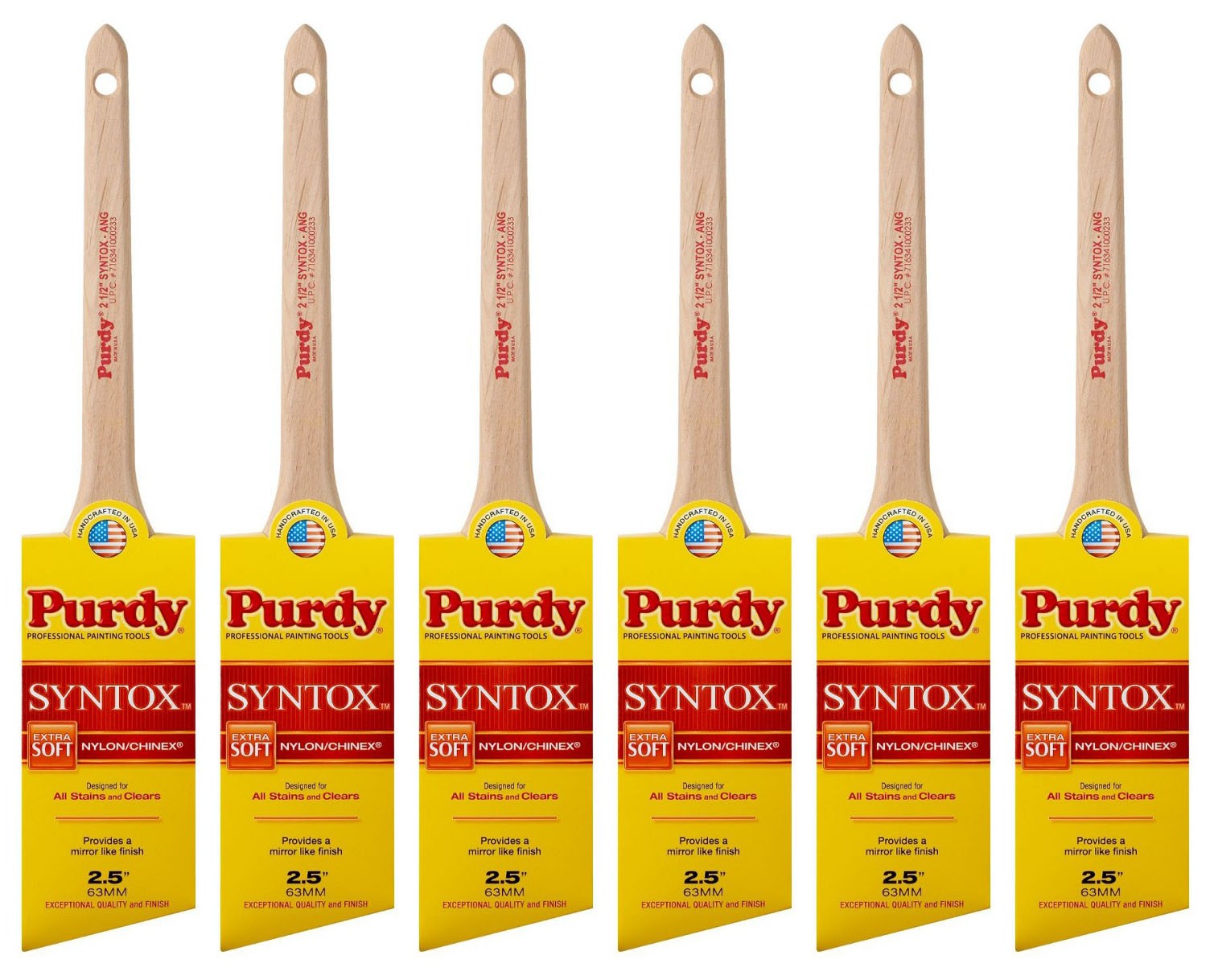 Genuine Purdy 6 Pack Syntox Angular 2-1/2" Paint Brushes 144403625-6PK