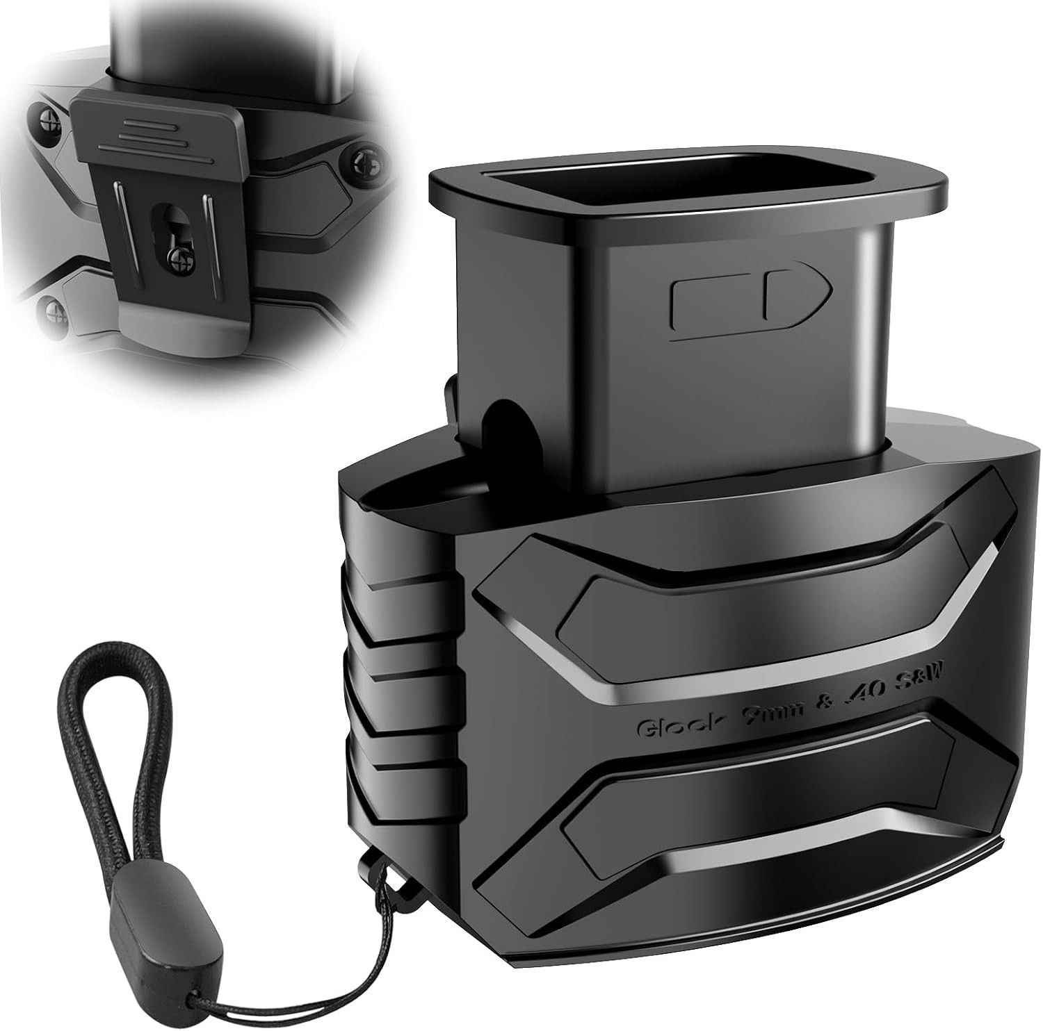 Magazine Speed Loader for Glock 9mm/.40 S&W - With Belt Clip and lanyard Efficie