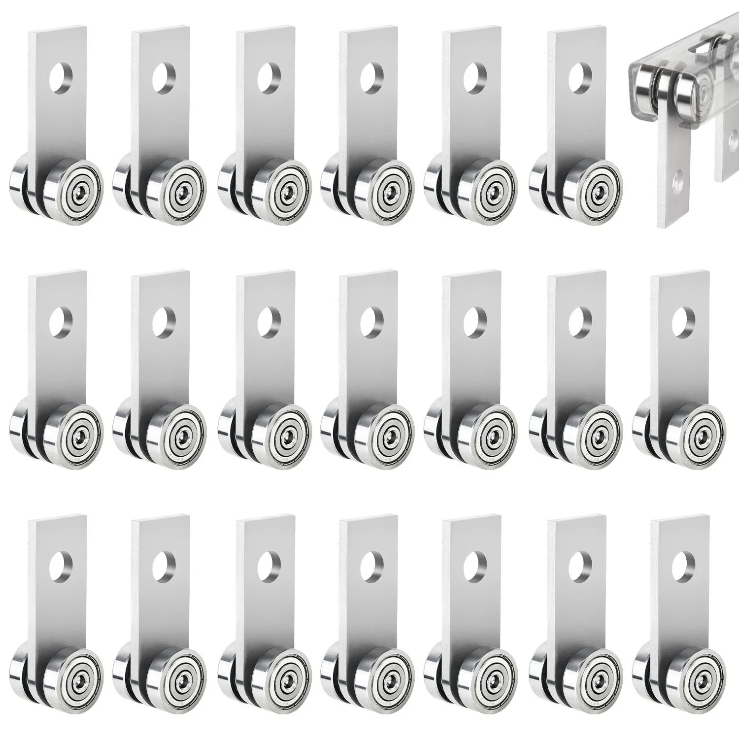 20 Pack 2 Wheels Trolley Assembly Rollers, 2 Bearings Strut Channel Trolley H...