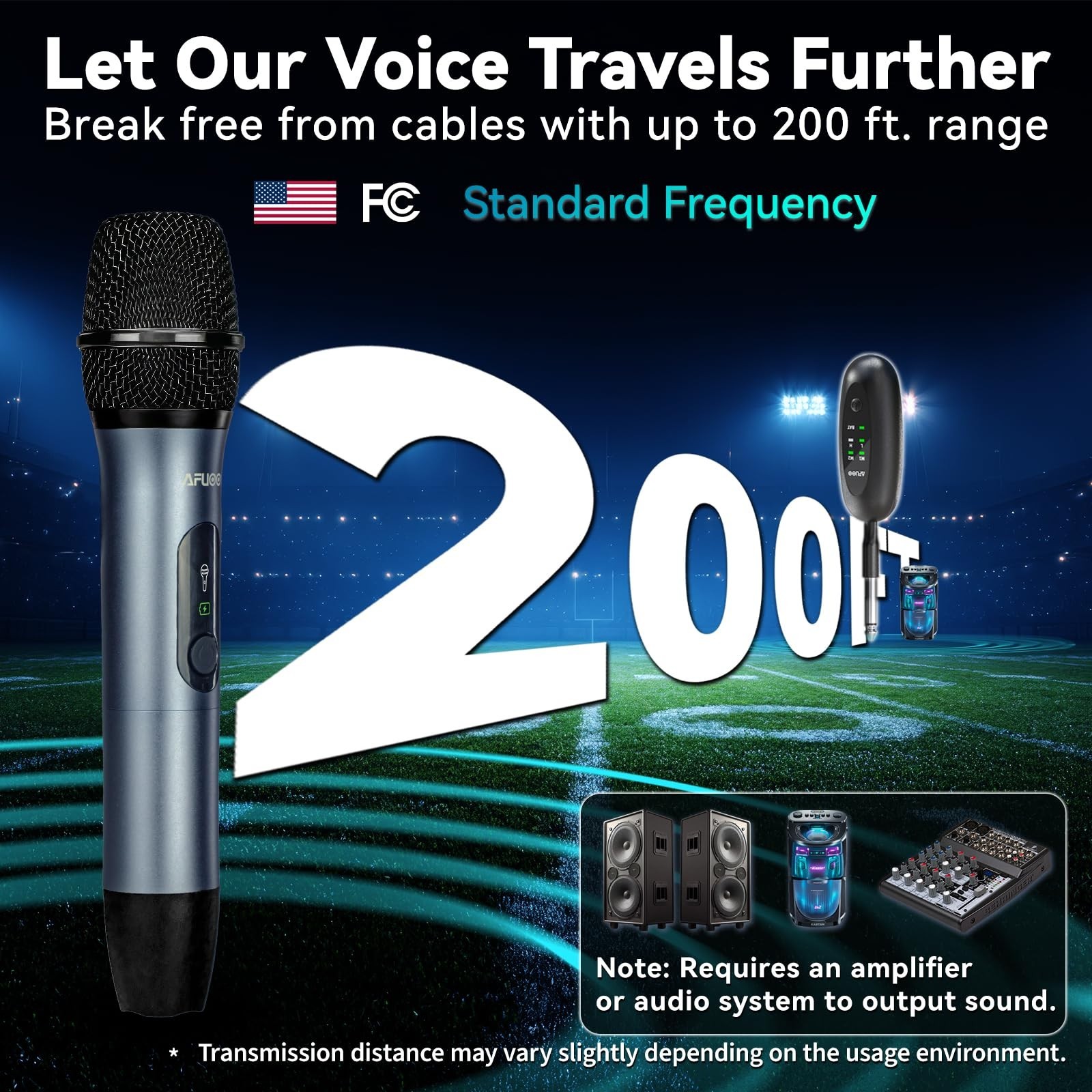 Dual Wireless Microphone Set for Karaoke & Speech, 200ft Range, 2 Pack with Stor