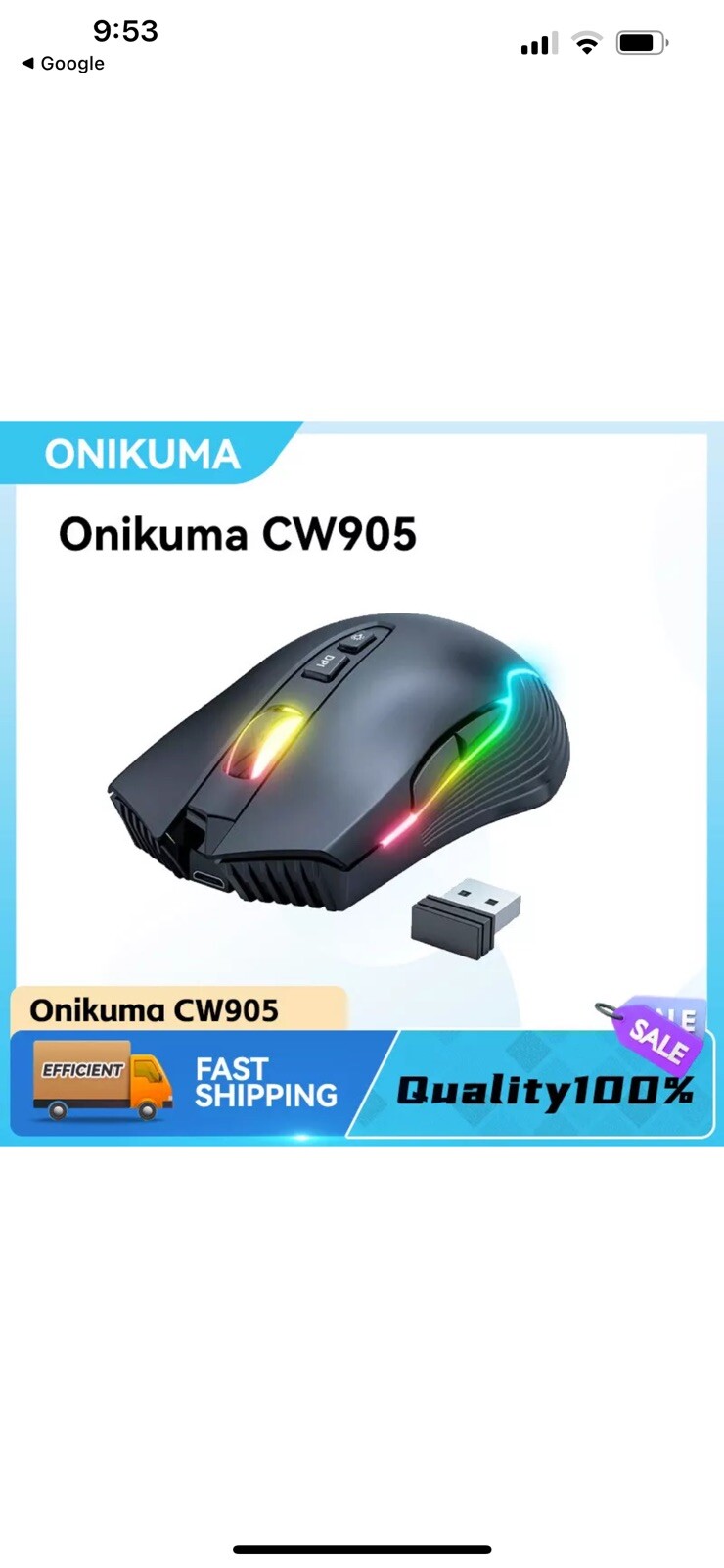 Onikuma CW905 Gaming Mouse Black - Bluetooth Mouse - Gaming without Cable
