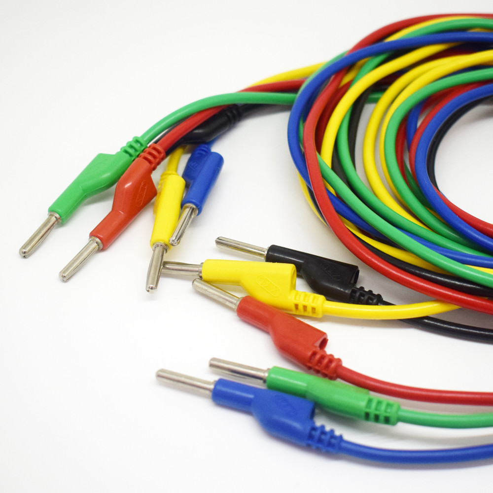 1set 5 colors 3M Silicone High Voltage Dual 4mm Banana Plug Test Leads Cable