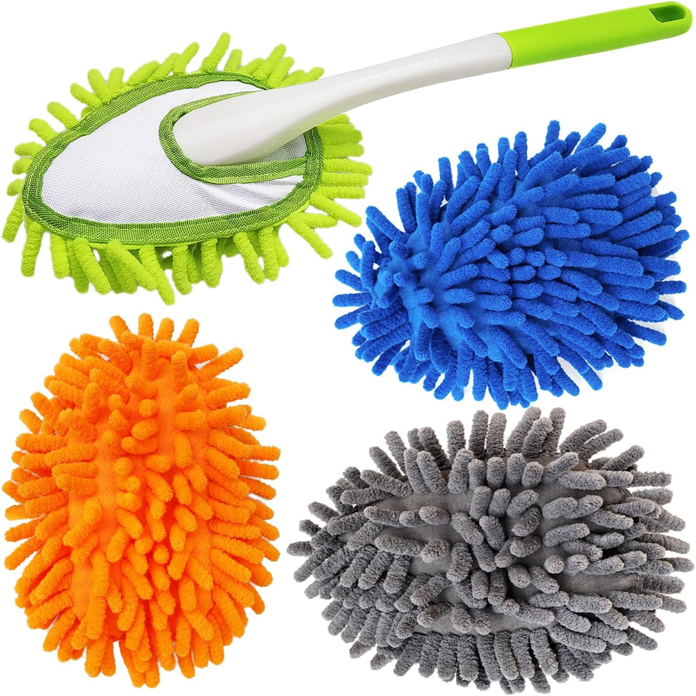 Microfiber Feather Duster,13 Inch Length, with 4 Pcs Washable Cloth, Car Duster,