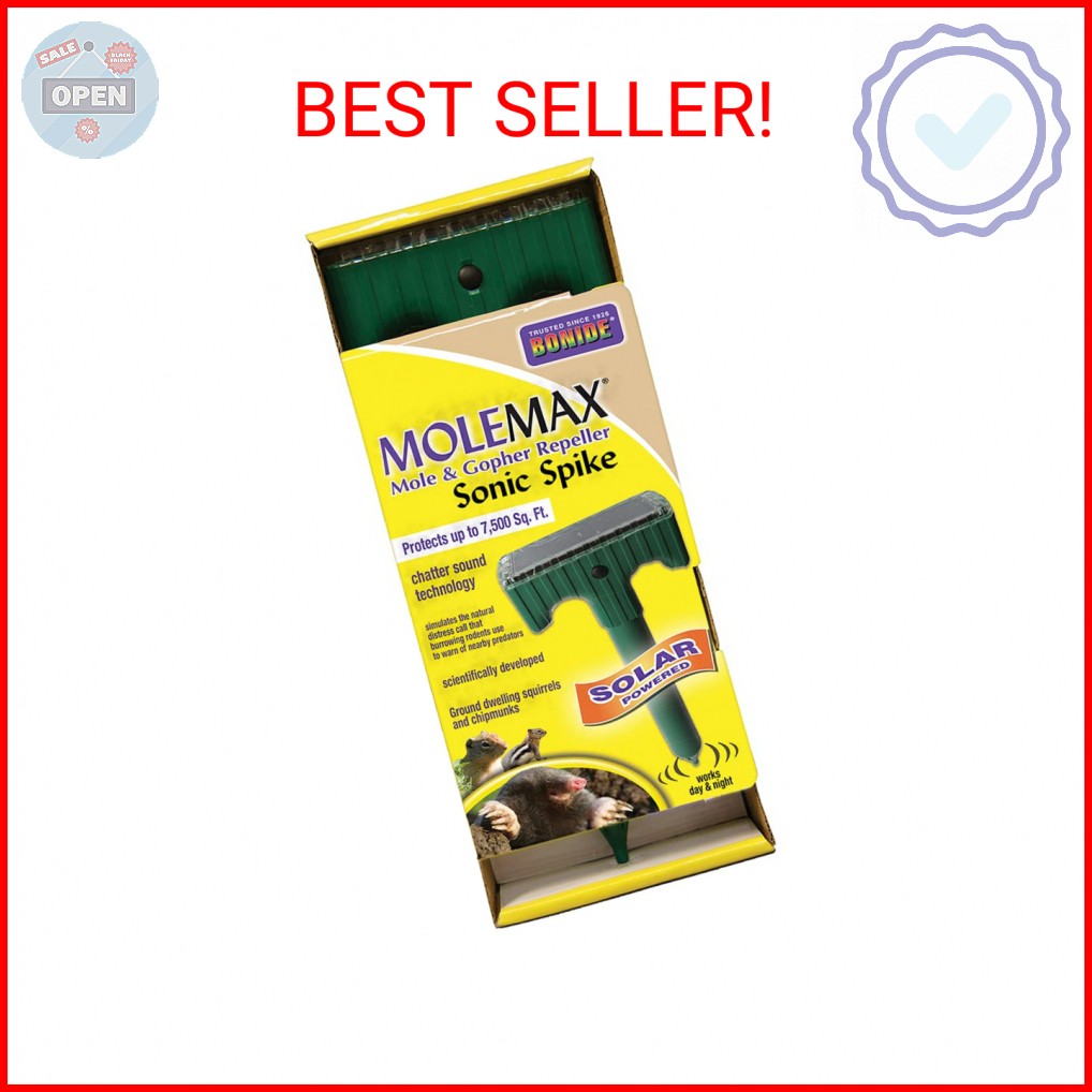 Bonide (BND61121) - Molemax Sonic Spike Repeller, Solar Powered Mole and Gopher