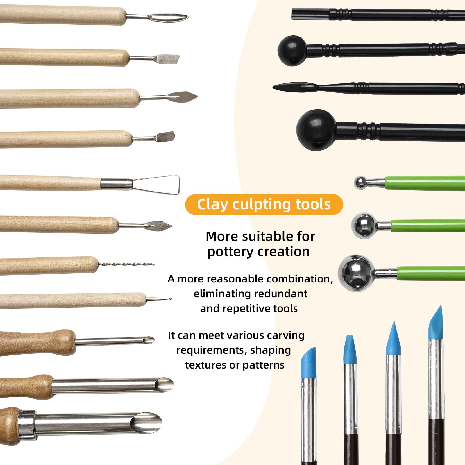 36 PCS Clay Sculpting Tools Kit Pottery Modeling Carving Set for Beginners