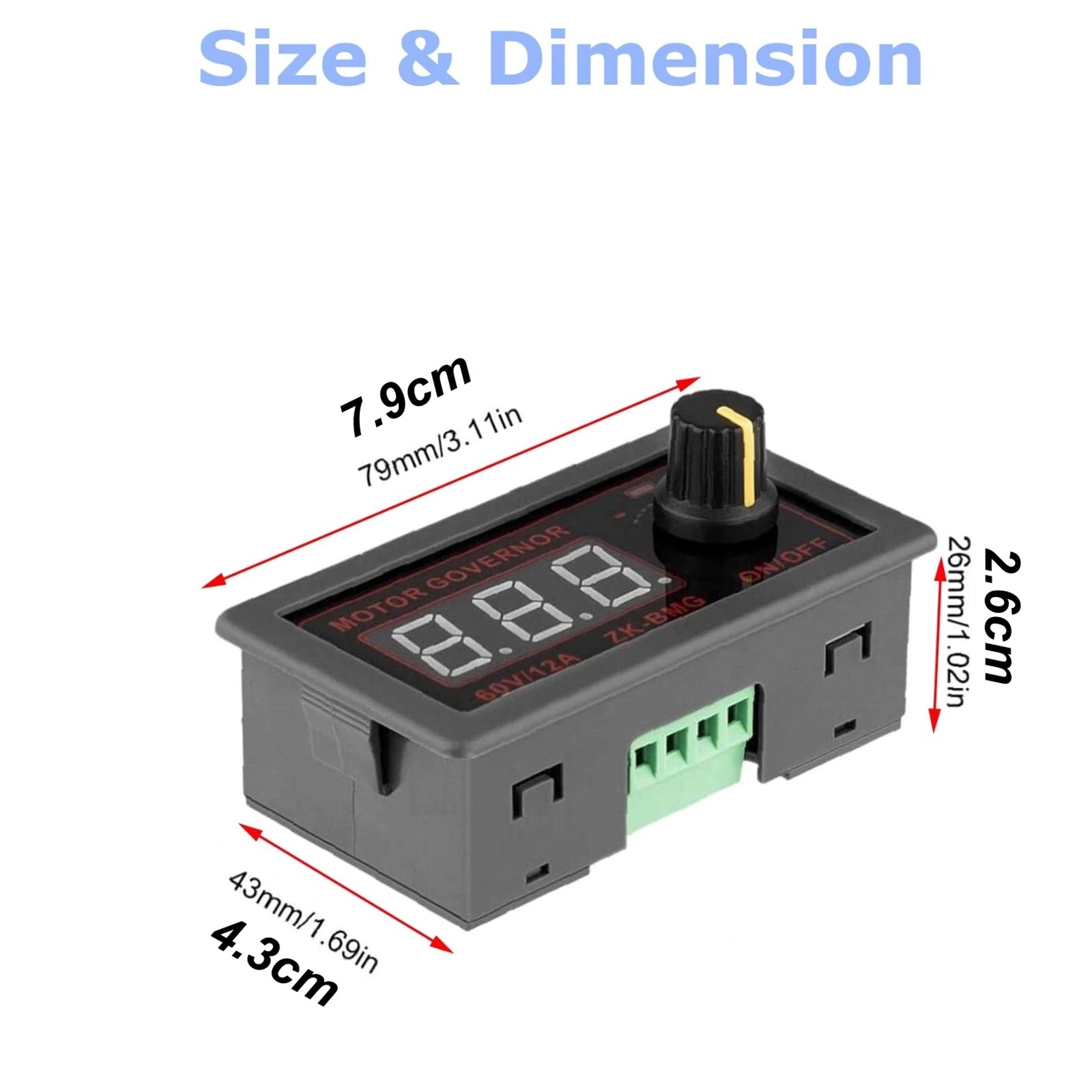 DC 9-60V Digital PWM Motor Speed Controller Module 12A 500W with Encoder Knob