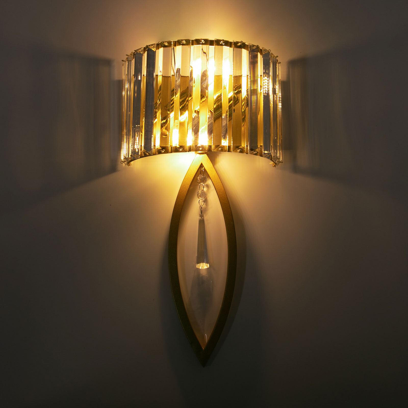Crystal Wall Lamp, Lamp Living Room Bedside Corridor Wall Lamp, Retro Gold, 110V