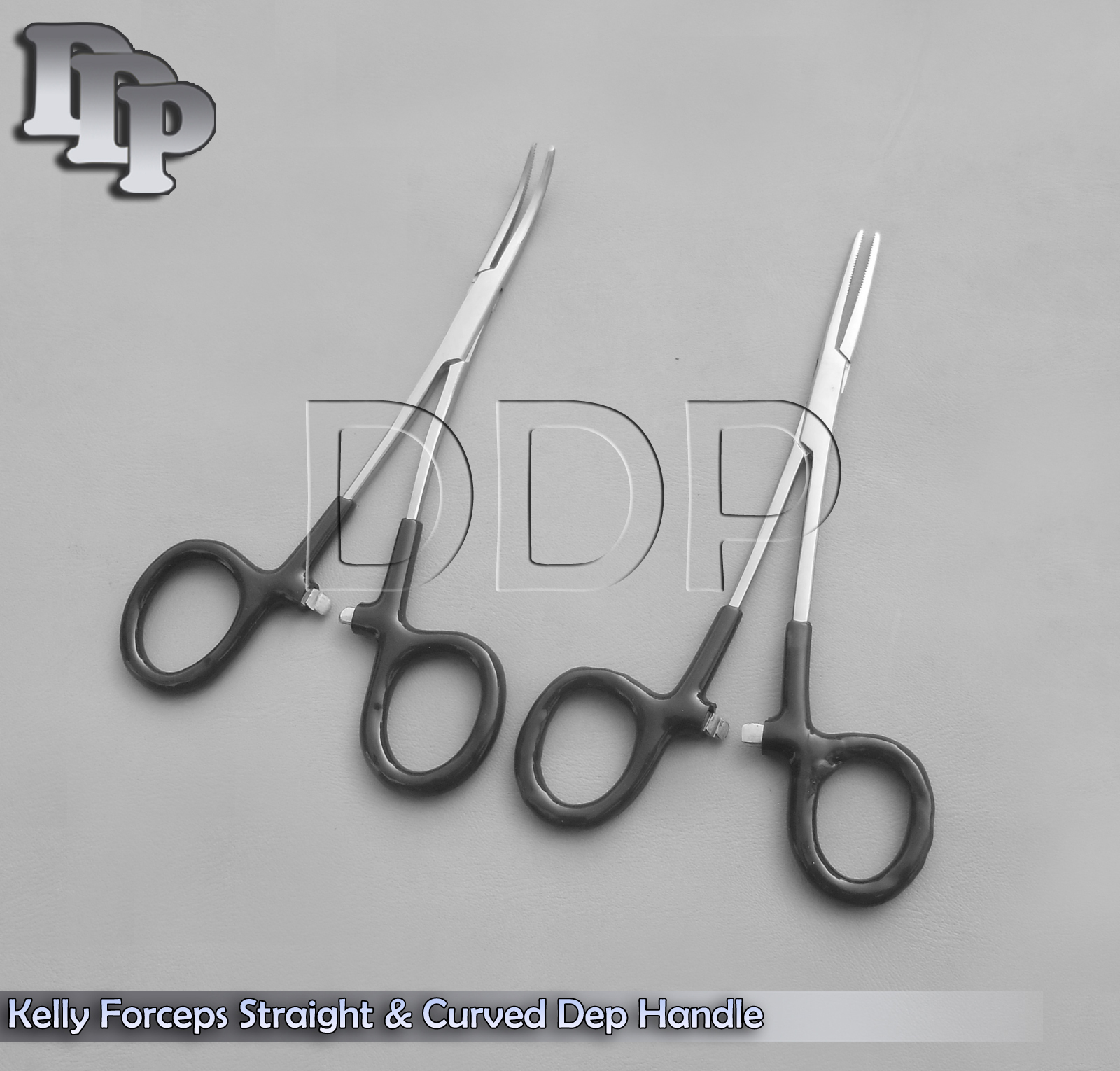 Hemostats Kelly Forceps Surgical Instr, Black Dep Handle 5.50" Straight + Curved
