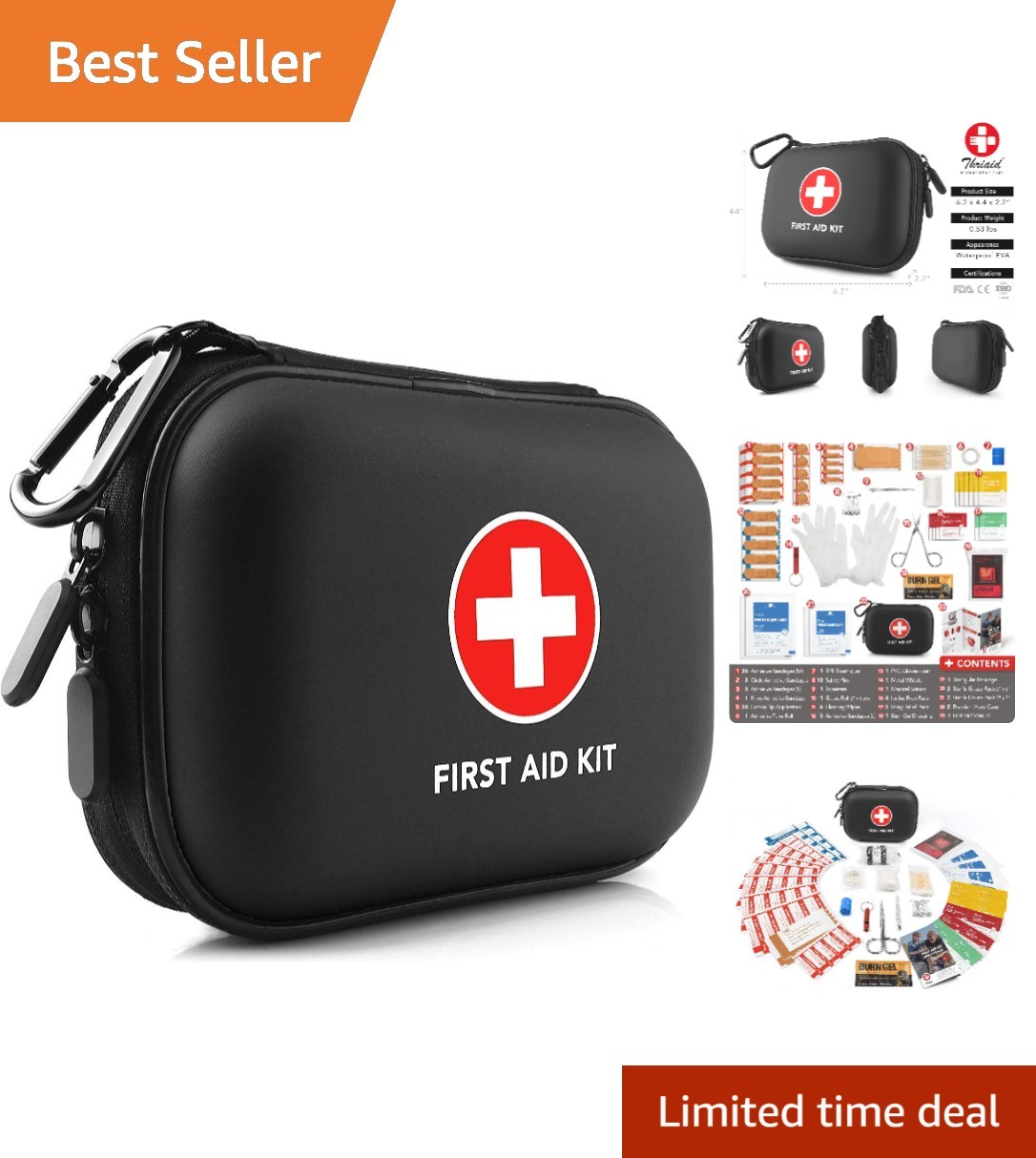 Mini First Aid Kit, 100 Pieces Water-Resistant Hard Shell Small Case - Perfec...