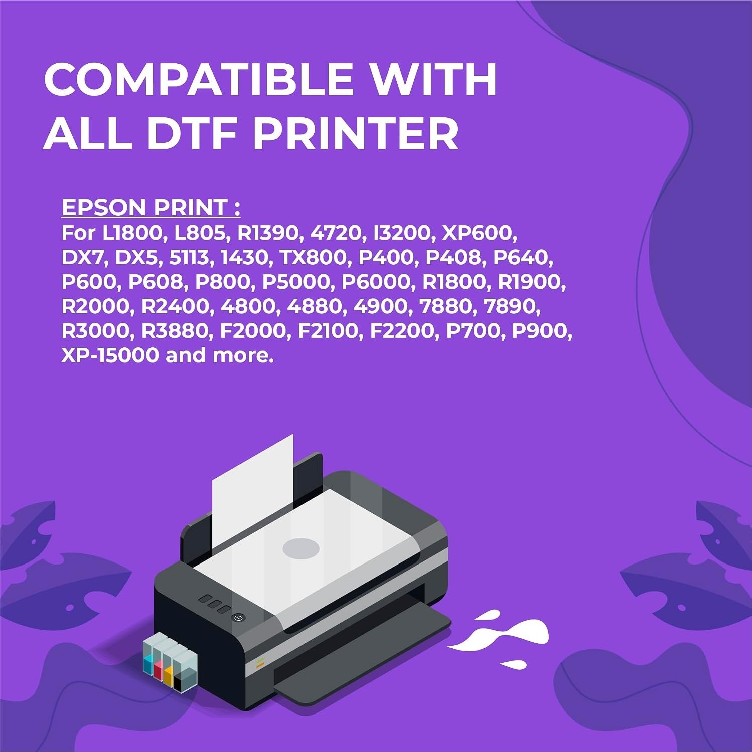 High Fluency DTF White Ink for Epson Expression - Fade/Scratch Resistant Formula