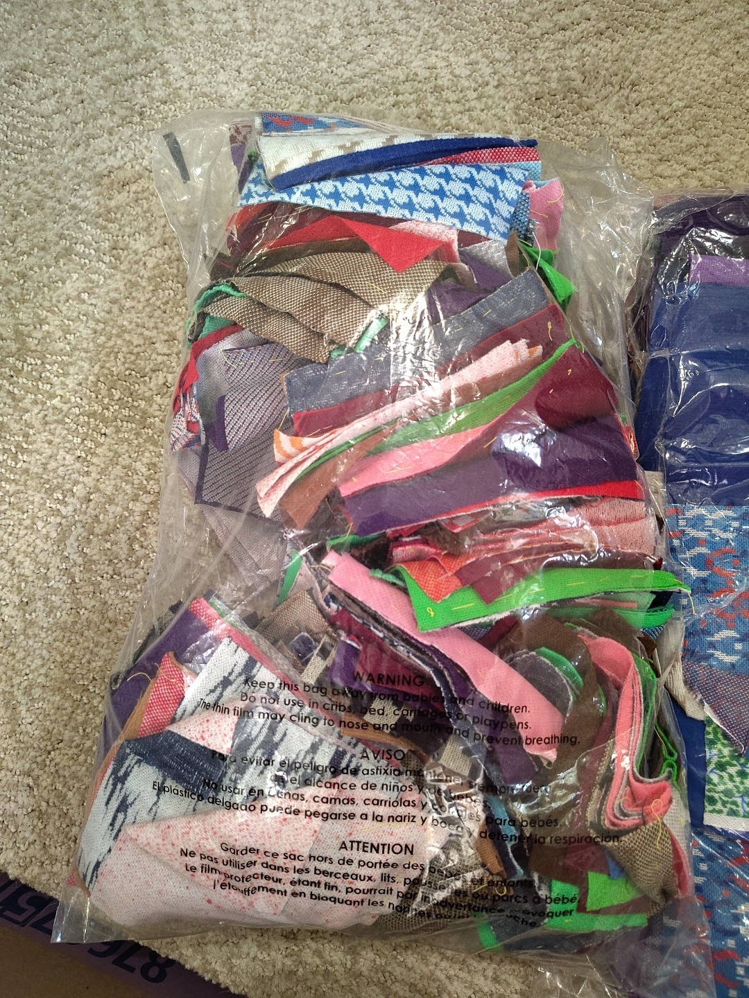 Lot-2 Bundles Fabric Scraps + Cut Squares Mixed QUILT BLOCKS Vintage