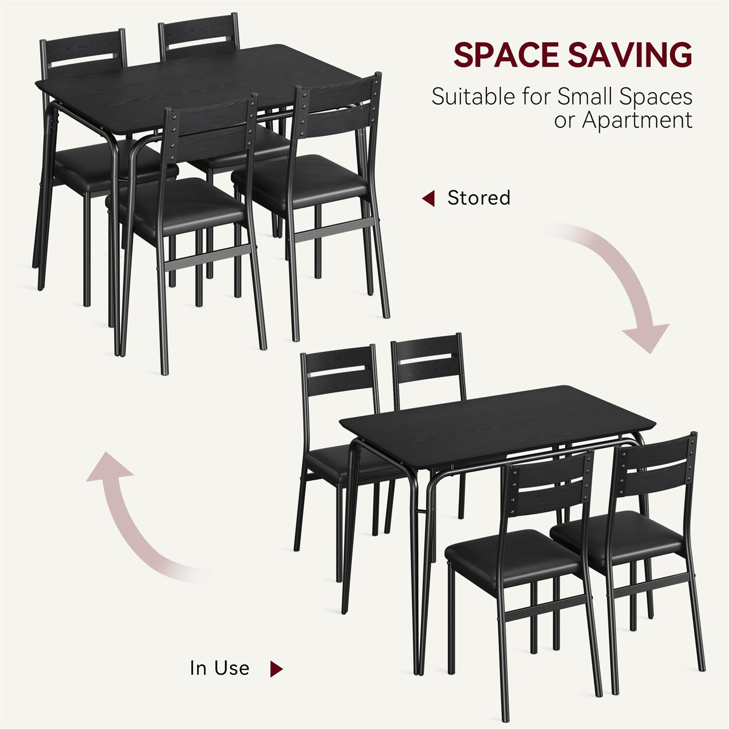 ☑️Dining Table 5 Piece Kitchen & Dining Room Sets for Small Space Table and Cha