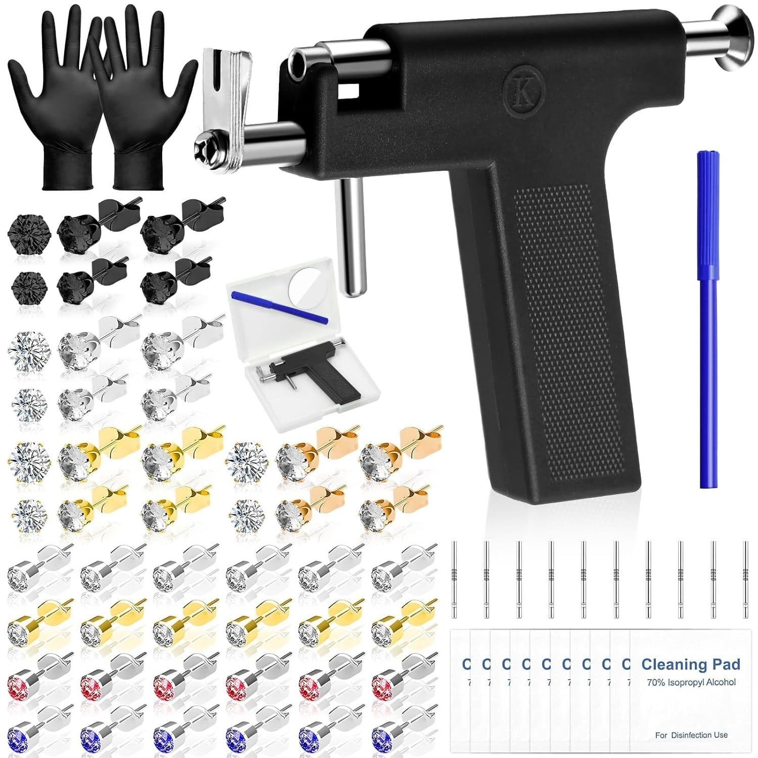 Reusable Ear Piercing Gun Kit, Professional Ear Piercing Machine with Stainle...