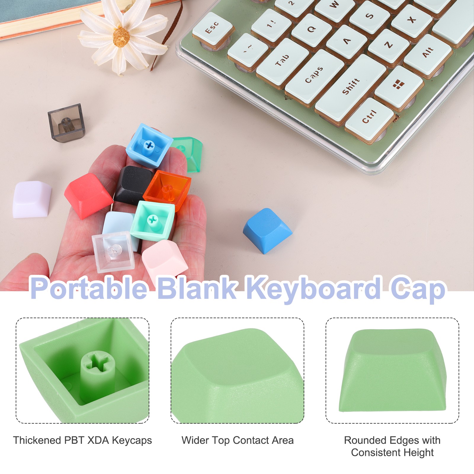 10Pcs XDA Profile Keycap Set PBT Mechanical Numeric Keypads, Grass Green