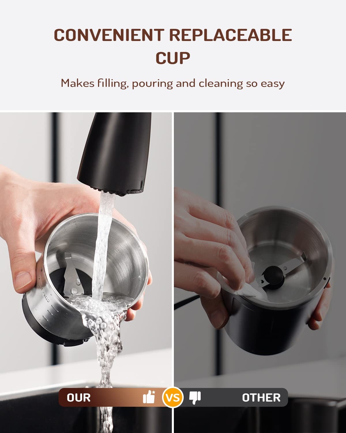 SHARDOR Electric Super Silent Blade Coffee Grinder, Timed Grind Control