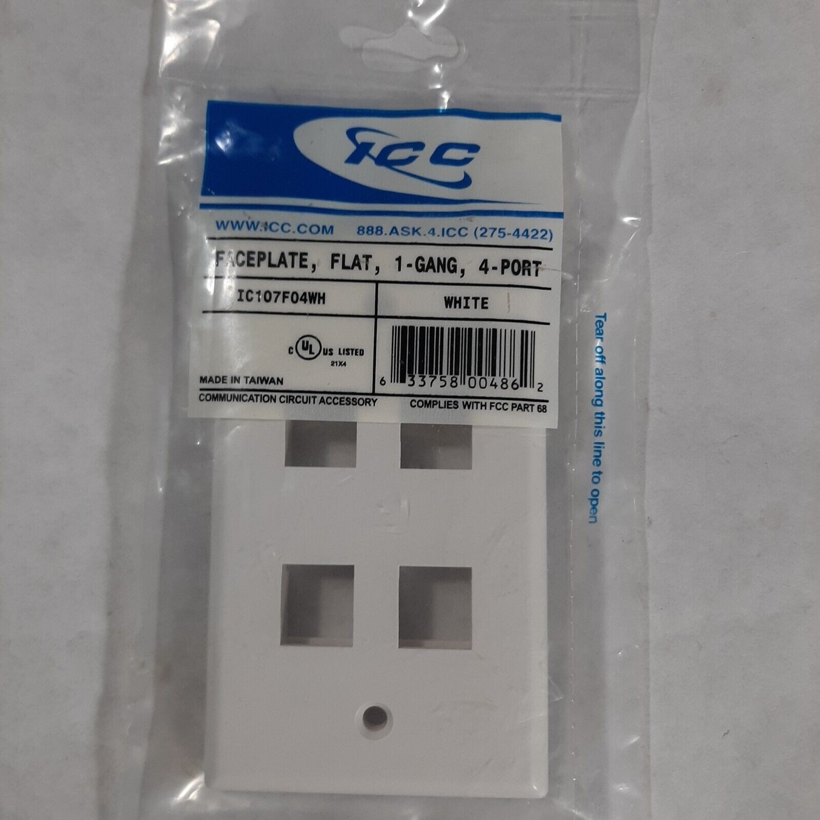 IC107F04WH 4Port Face White By ICC