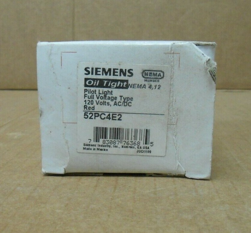 NIB SIEMENS 52PC4E2 PILOT LIGHT 120 VOLT AC/DC RED NEMA 4 12 FULL VOLTAGE