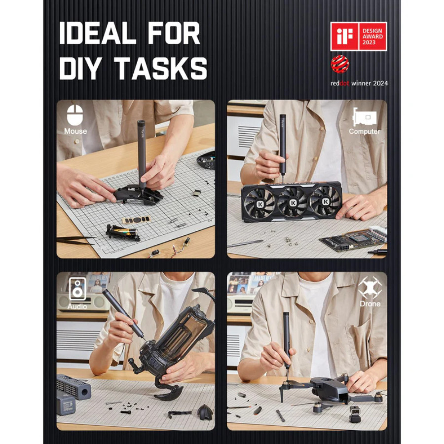 Fanttik E1 MAX Precision Electric Screwdriver - 50 Magnetic Bits Repair Kit