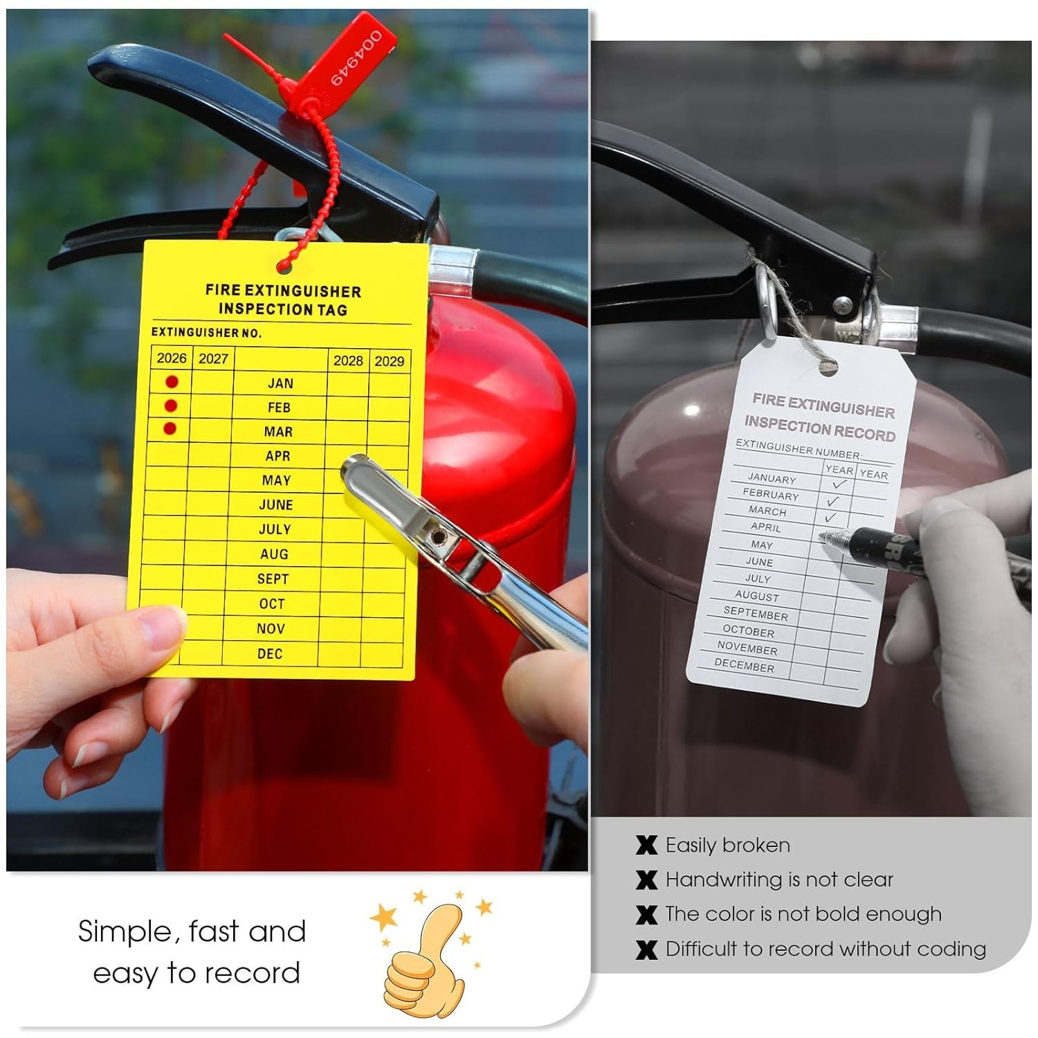 76 Pcs Monthly Fire Extinguisher Inspection Tags Set Including 4 Years Mainte