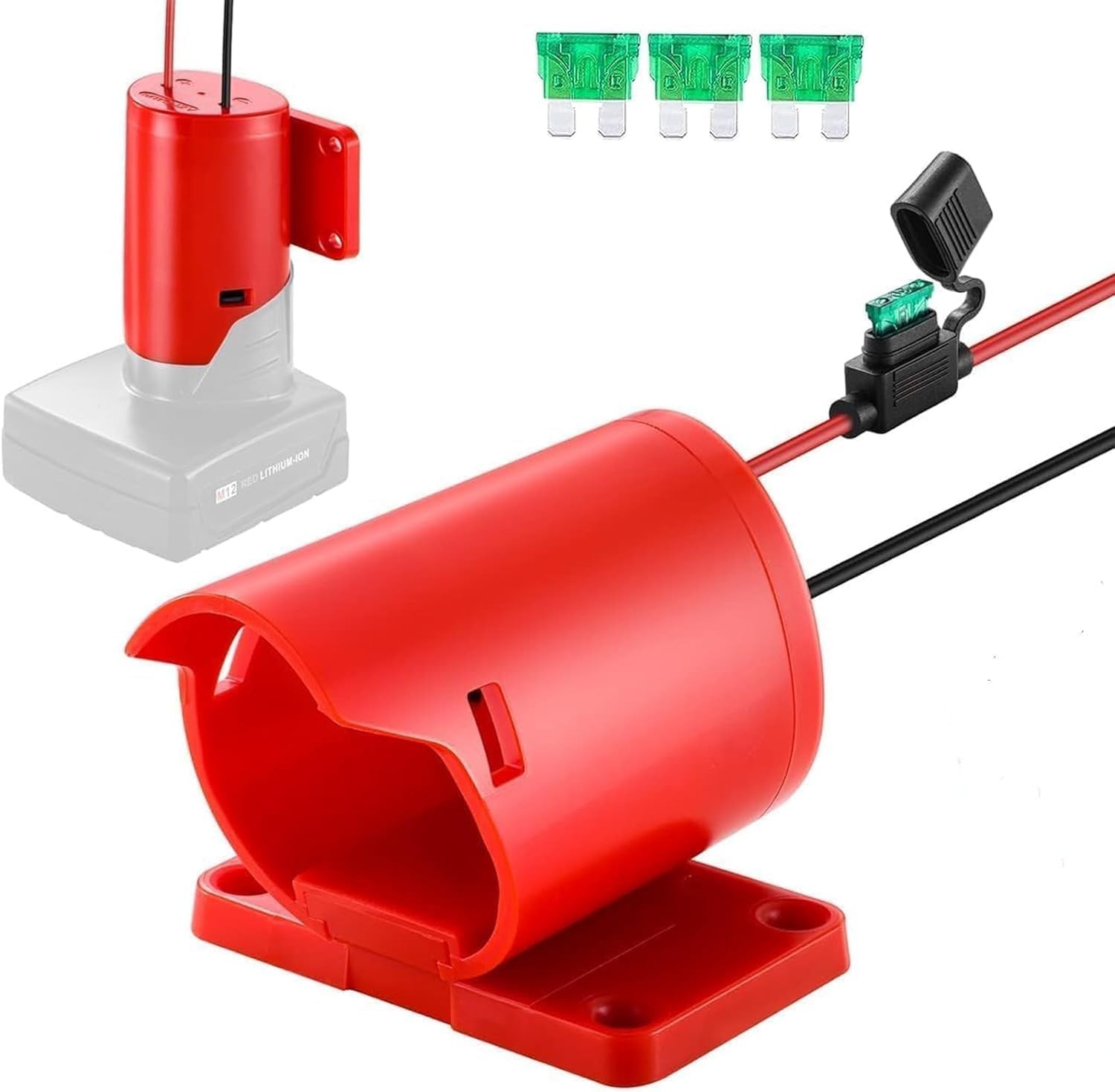 Power Wheel Adapter for Milwaukee M12 12V Battery with Fuse & Wire terminals...